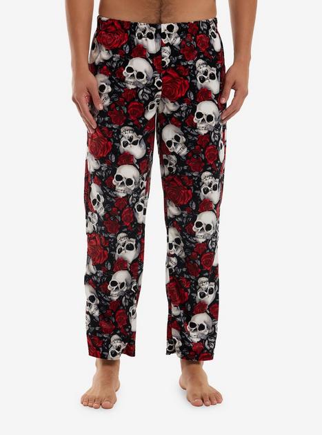 Skulls & Roses Plush Pajama Pants | Hot Topic