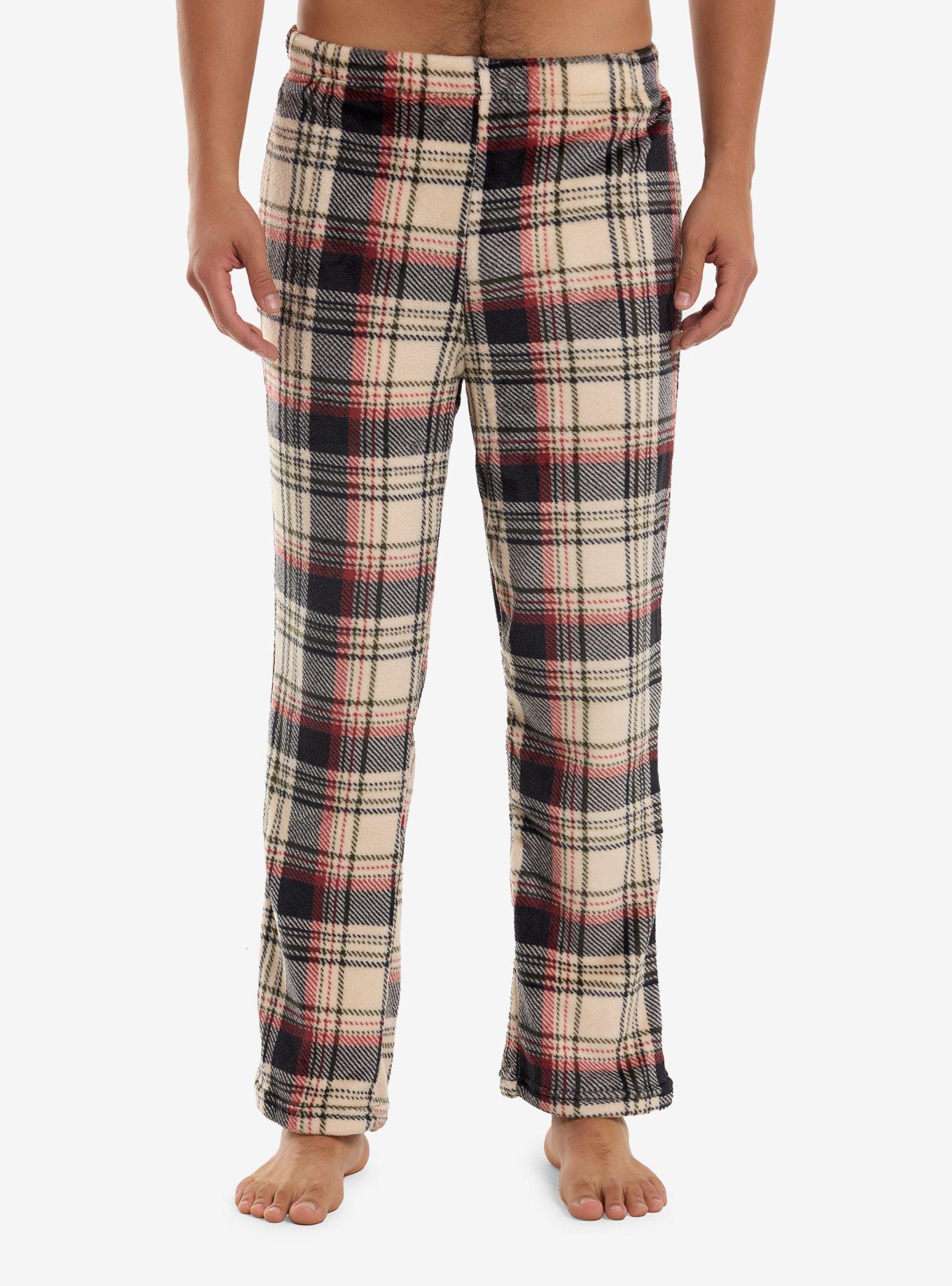 Brown & Black Plaid Plush Pajama Pants, , hi-res