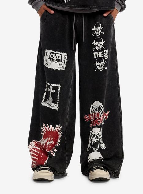 Punk Skull Wide Leg Lounge Pants | Hot Topic