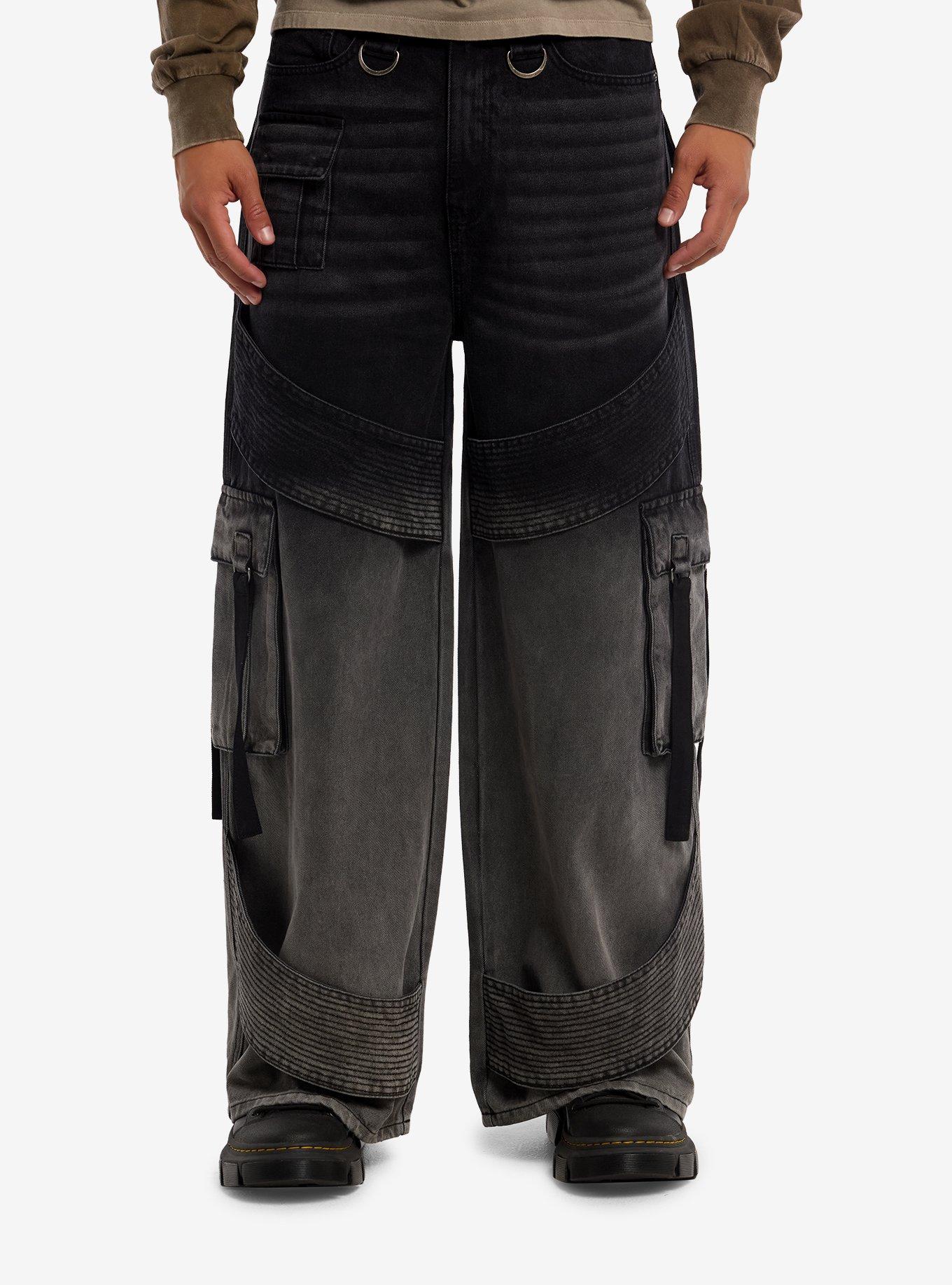 Black Ombr&eacute; Cargo Jeans, , hi-res