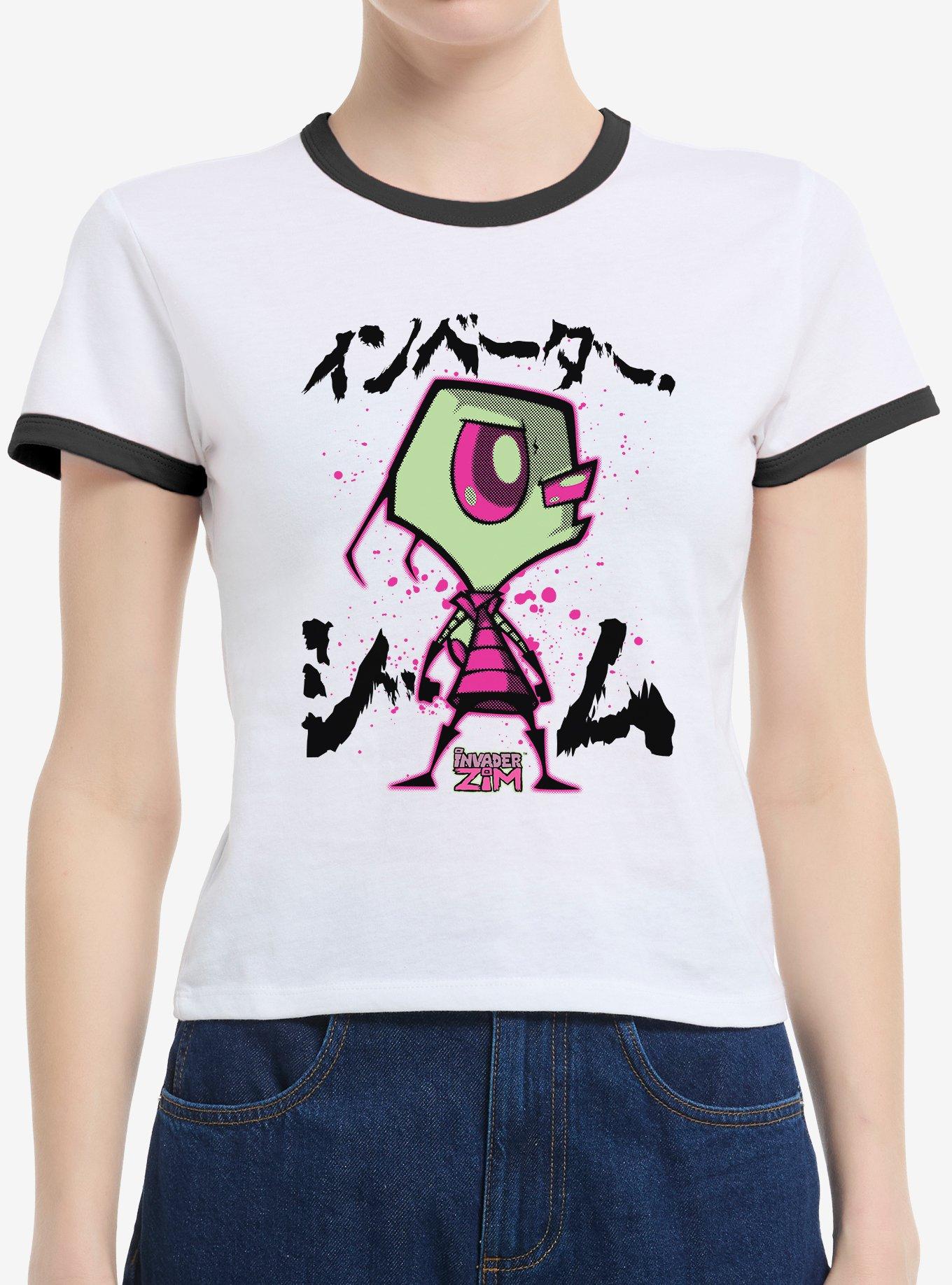 Invader Zim Pink Splatter Zim Ringer Girls T-Shirt