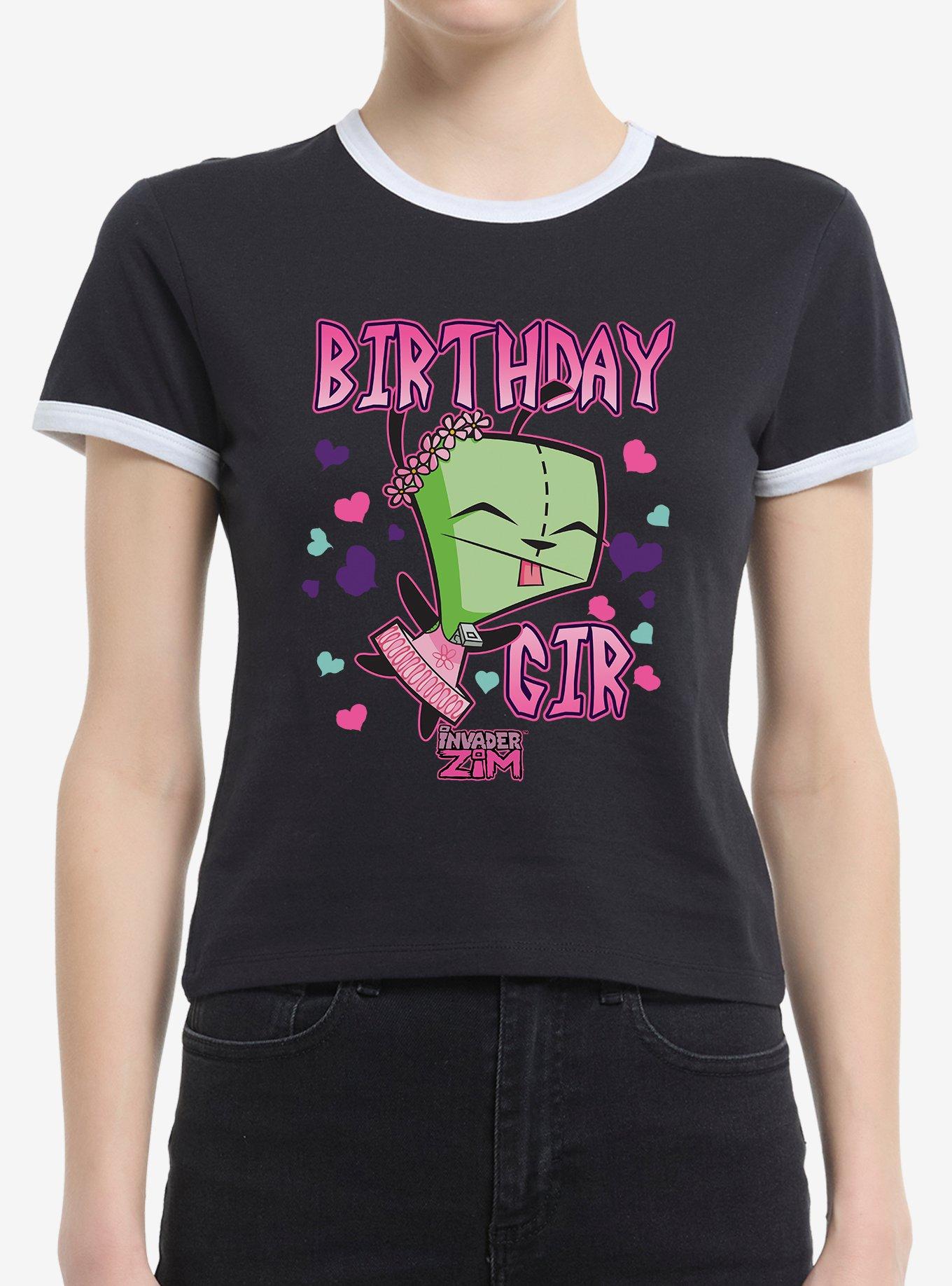 Invader Zim Birthday GIR Ringer Girls T-Shirt