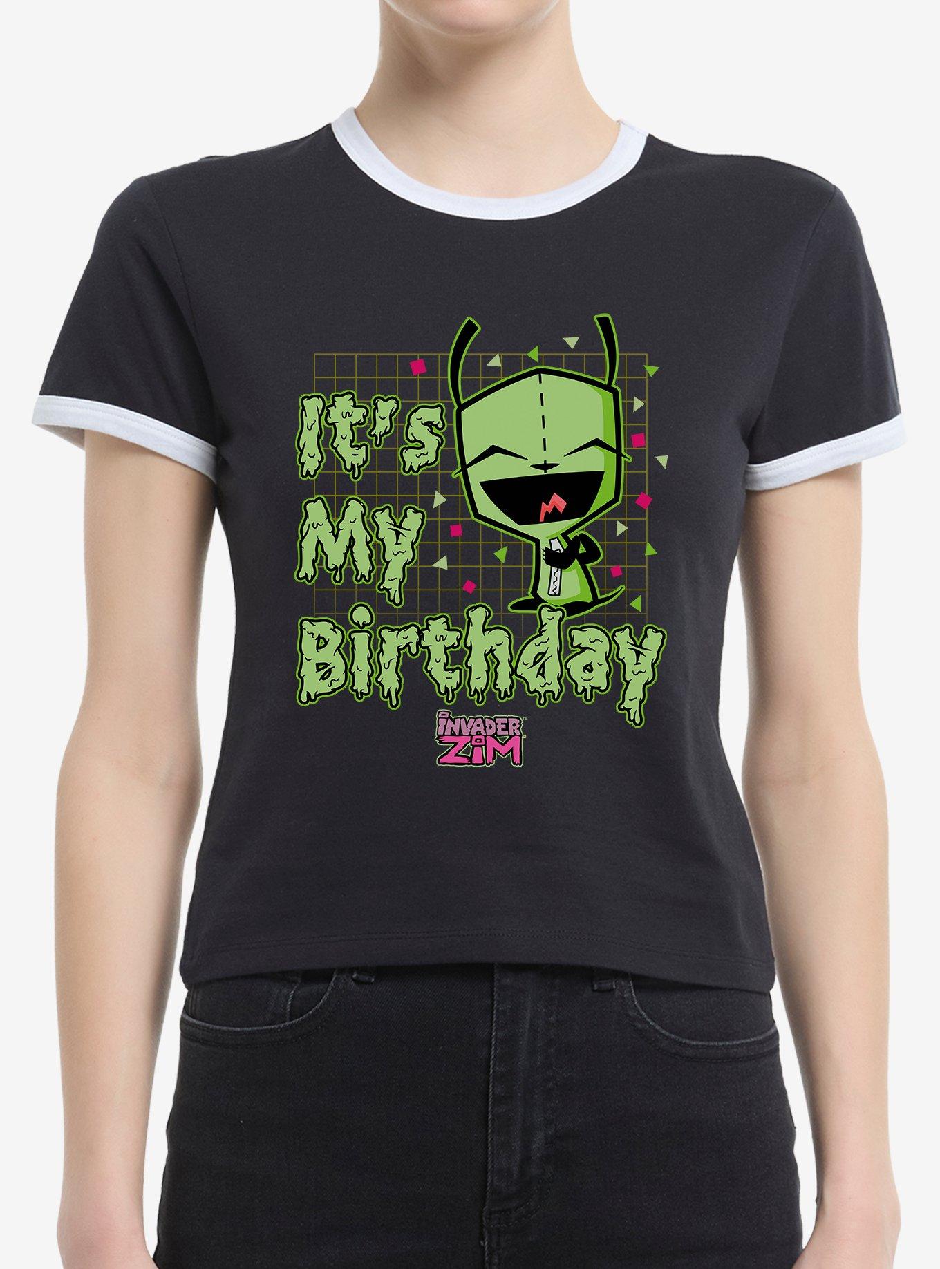 Invader Zim Its My Birthday GIR Ringer Girls T-Shirt, , hi-res