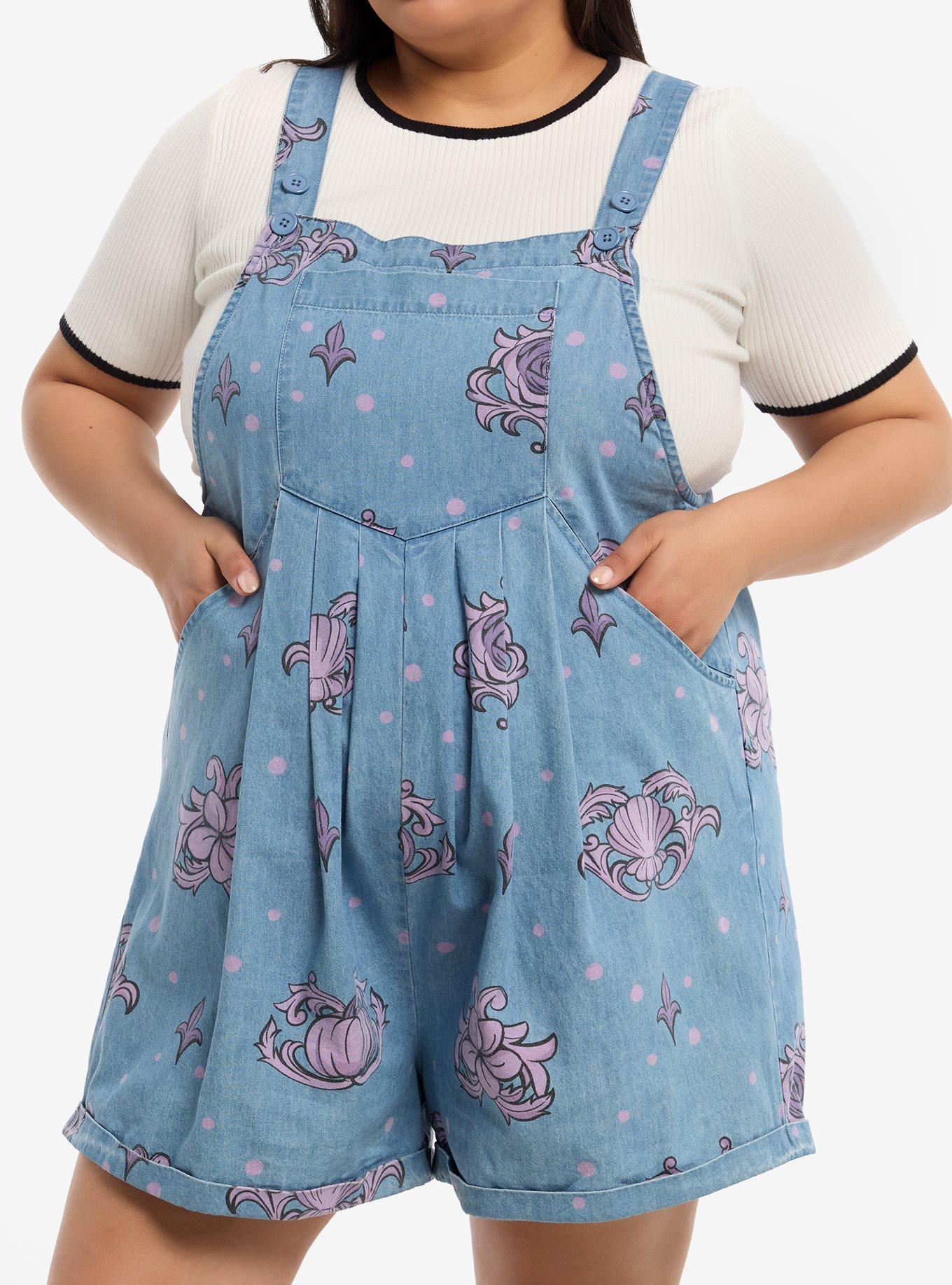 Her Universe Disney Princess Icons Allover Print Plus Size Short Overalls Her Universe Exclusive, , hi-res
