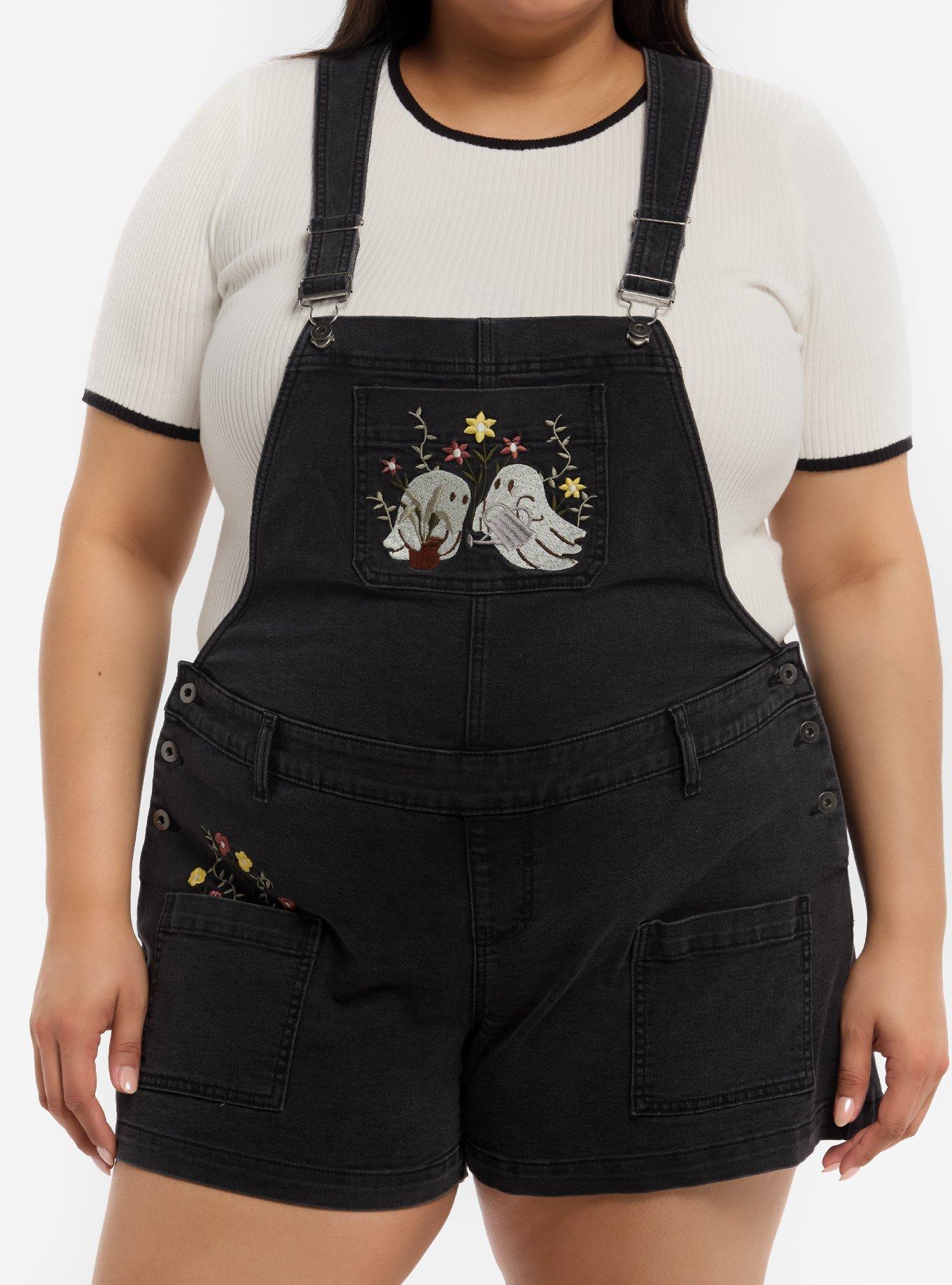 Thorn & Fable Ghost Plants Shortalls Plus Size | Hot Topic