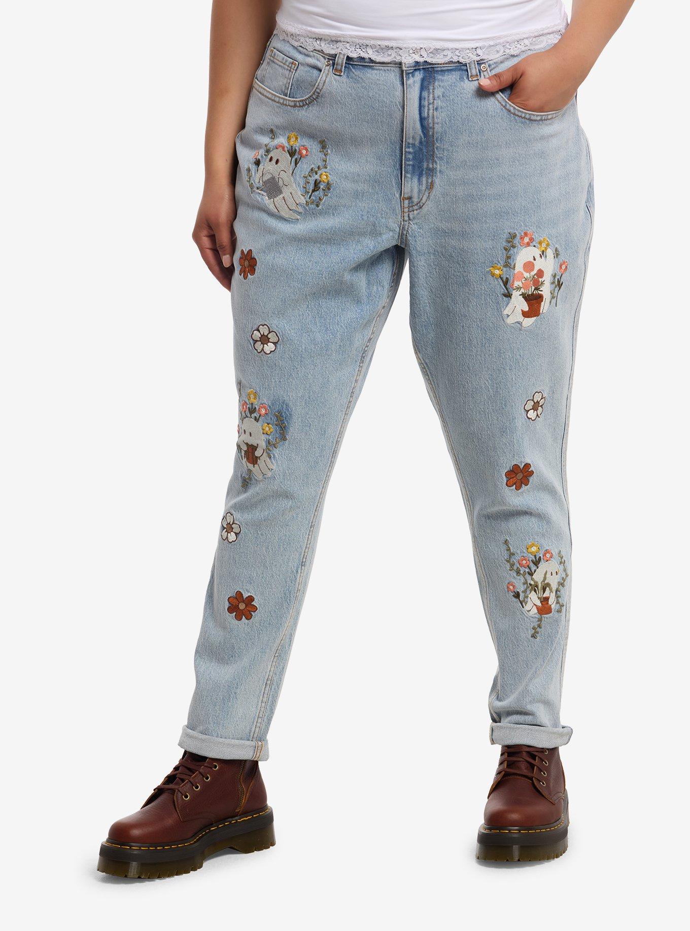 Thorn & Fable Ghost Garden Mom Jeans Plus Size, , hi-res
