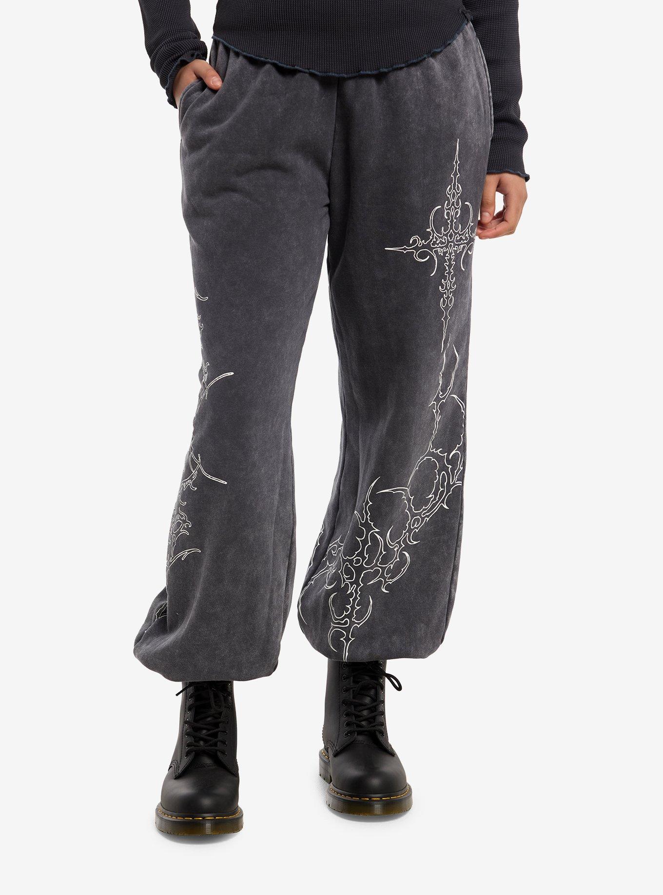 Social Collision Cyber Sigil Dark Wash Jogger Sweatpants, , hi-res