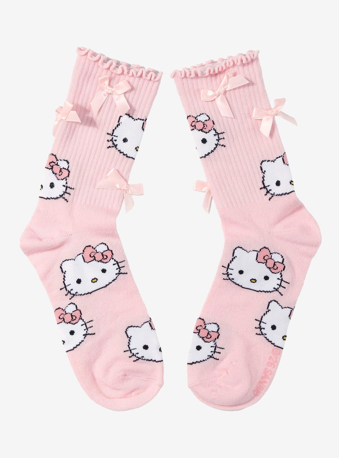 Hello Kitty Face Bow Crew Socks, , hi-res