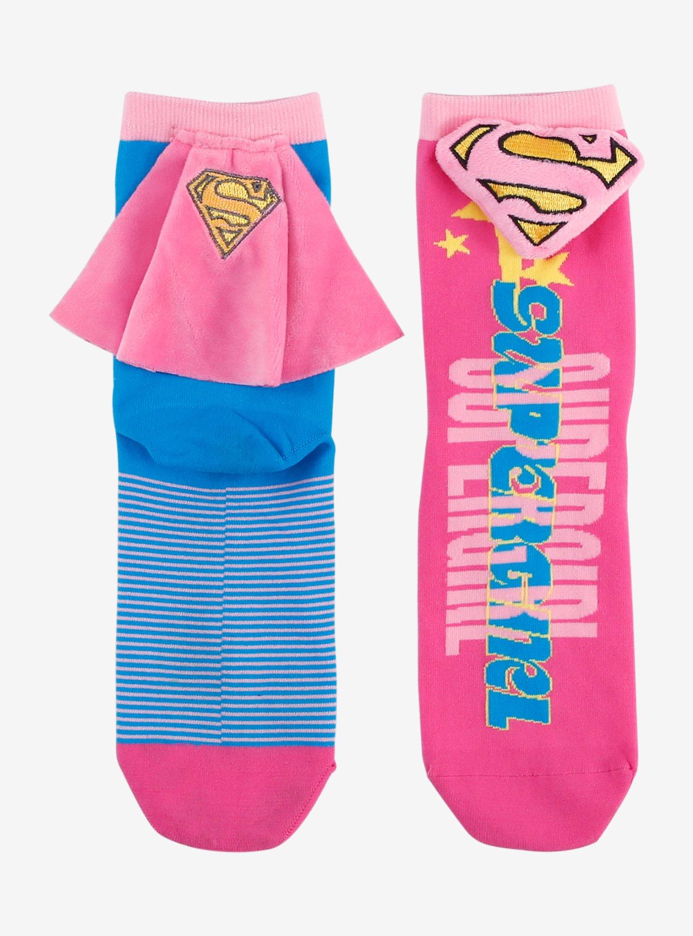 DC Comics Supergirl Cap Crew Socks, , hi-res