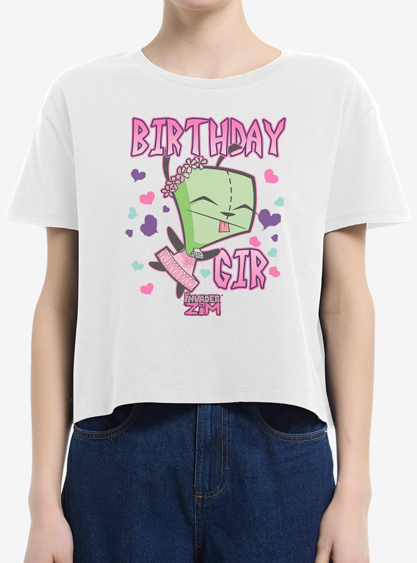 Invader Zim Birthday GIR Boxy Crop Girls T-Shirt, , hi-res