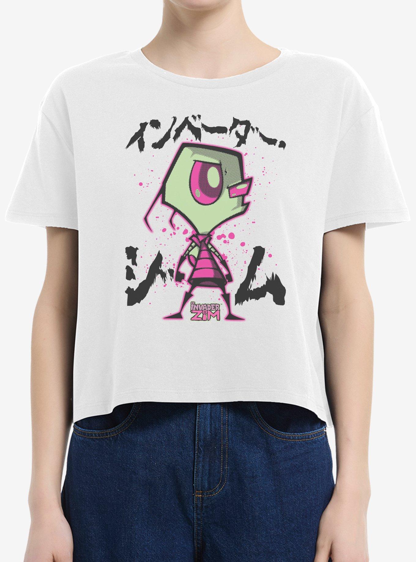 Invader Zim Pink Splatter Zim Boxy Crop Womens T-Shirt, , hi-res