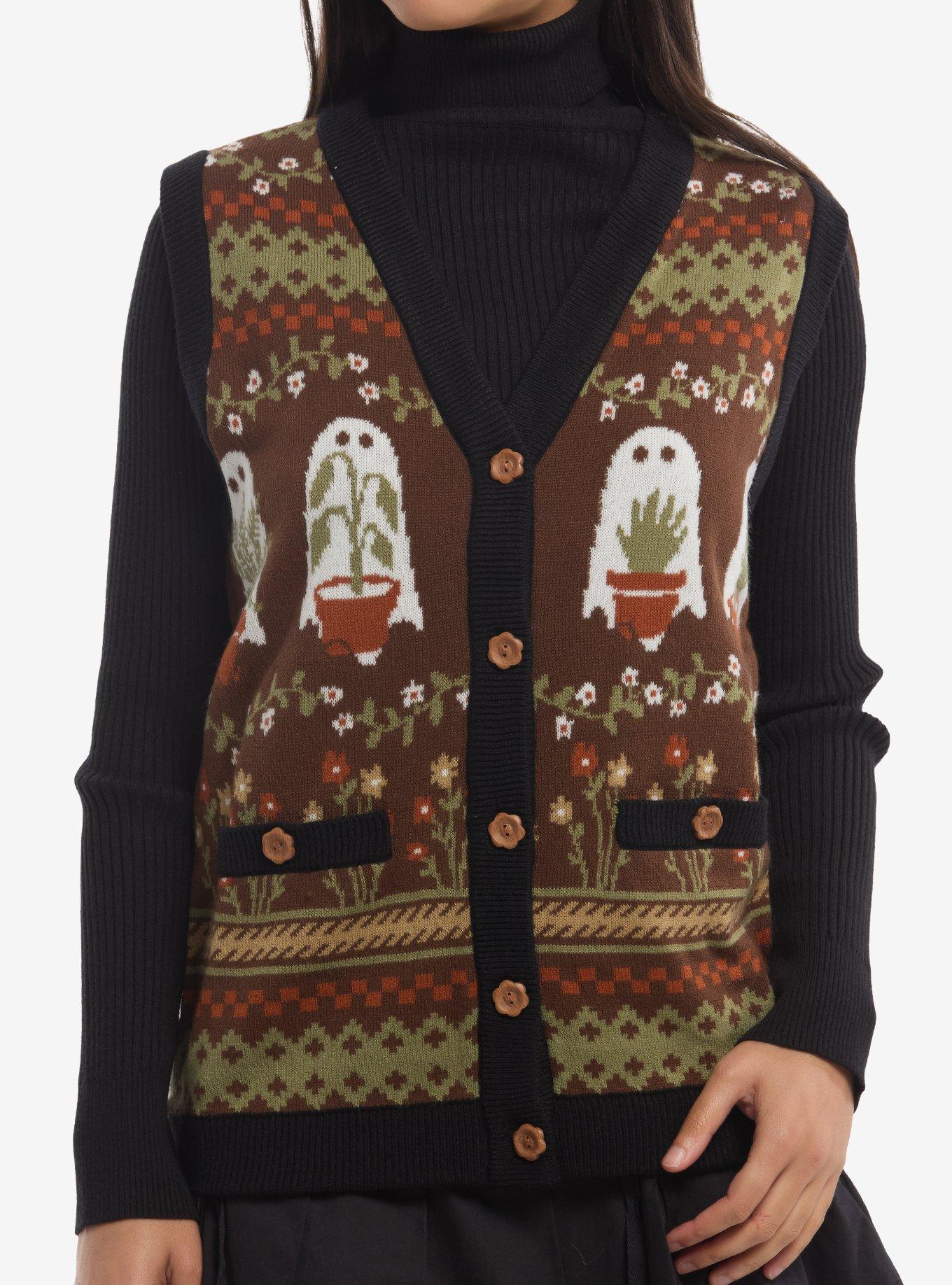 Thorn & Fable Ghost Plants Girls Sweater Vest, , hi-res