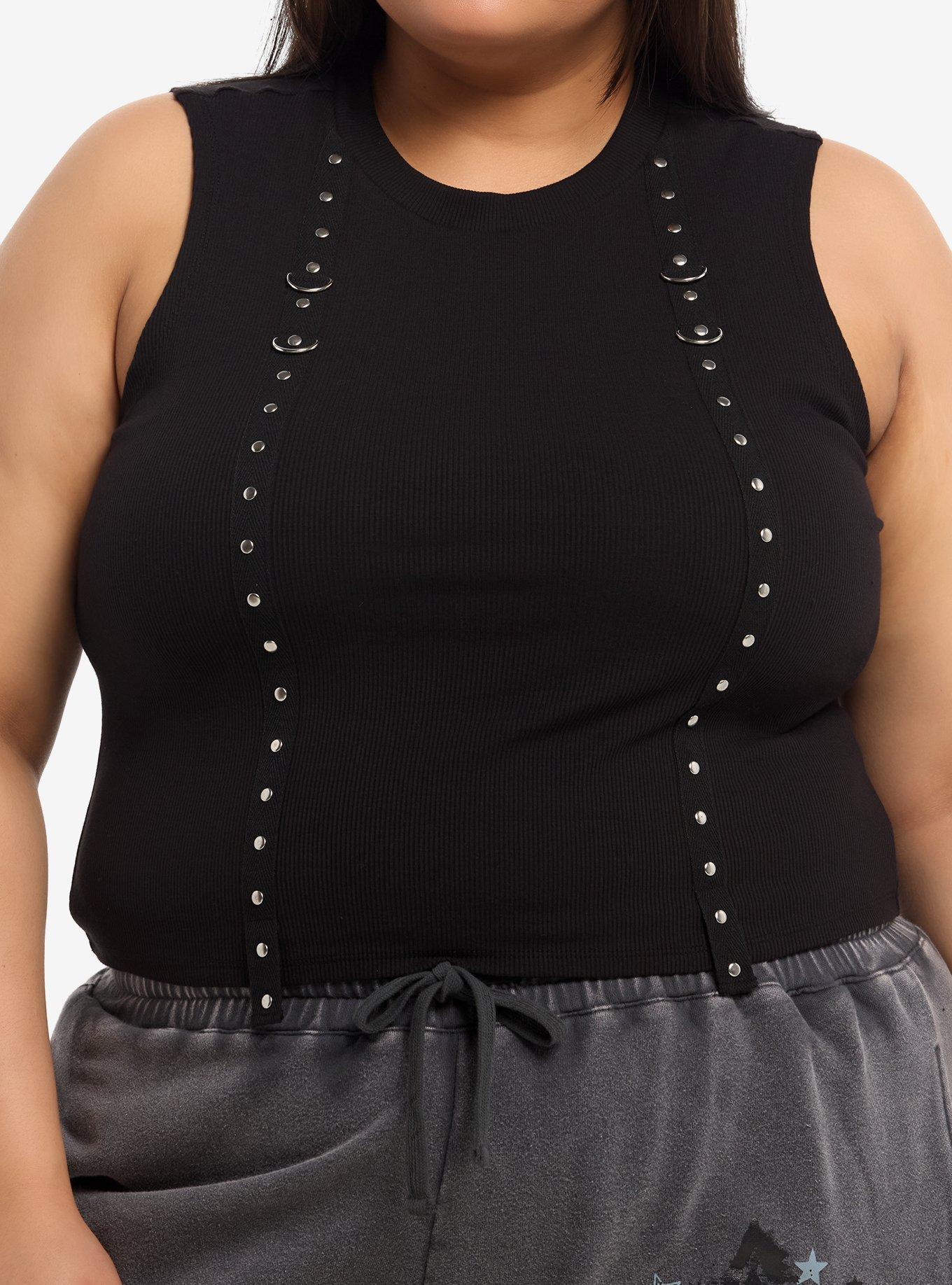 Social Collision Black Stud Hardware Girls Tank Top Plus Size, , hi-res