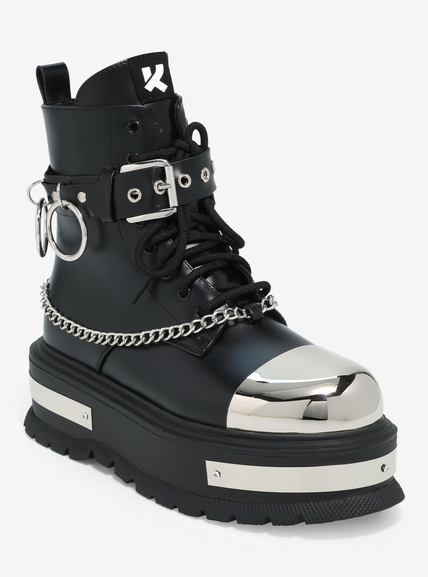 Koi Metal Hardware Platform Combat Boots