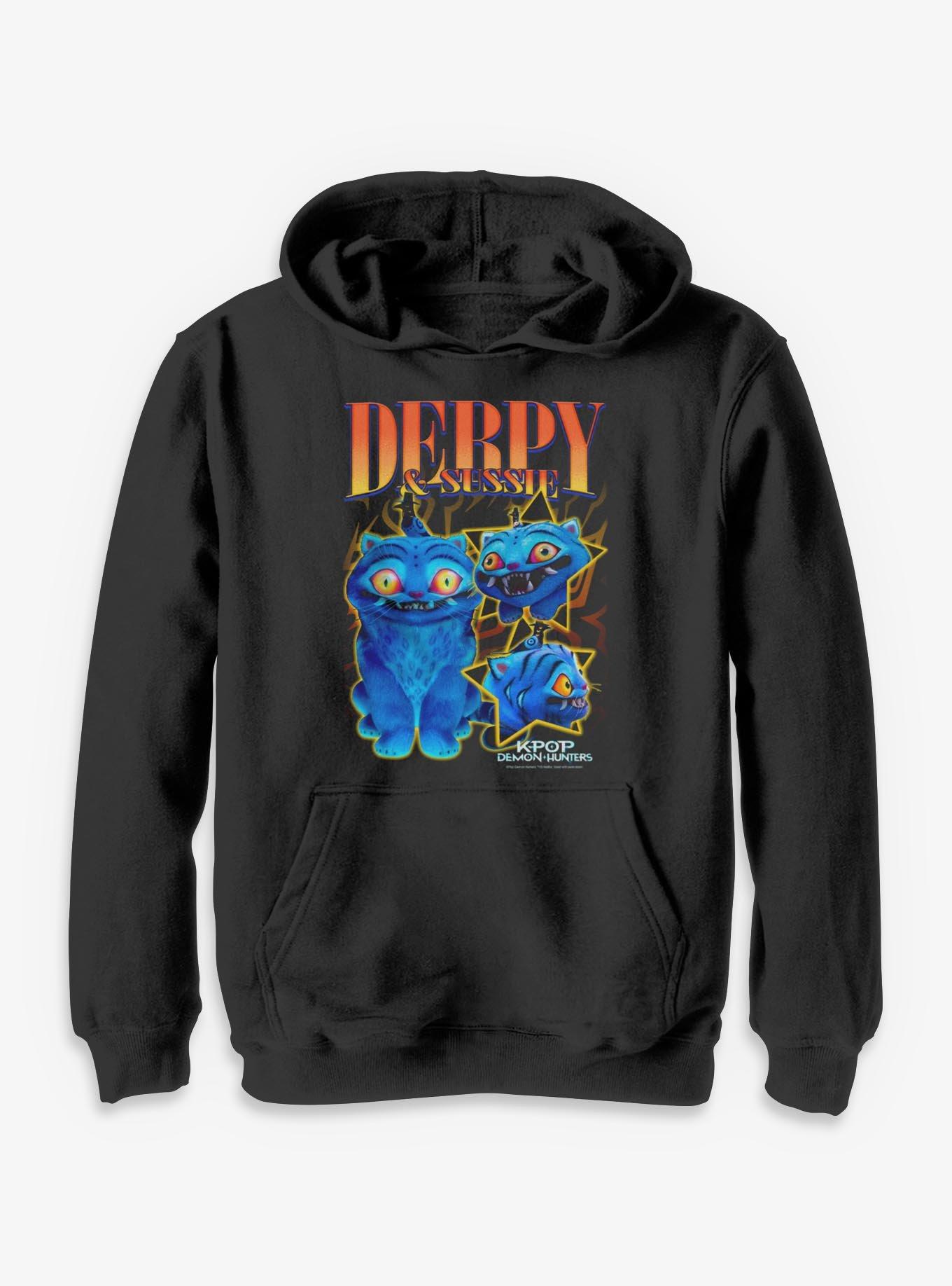 KPop Demon Hunters Derpy Tiger And Sussie Bird Collage Youth Hoodie, , hi-res