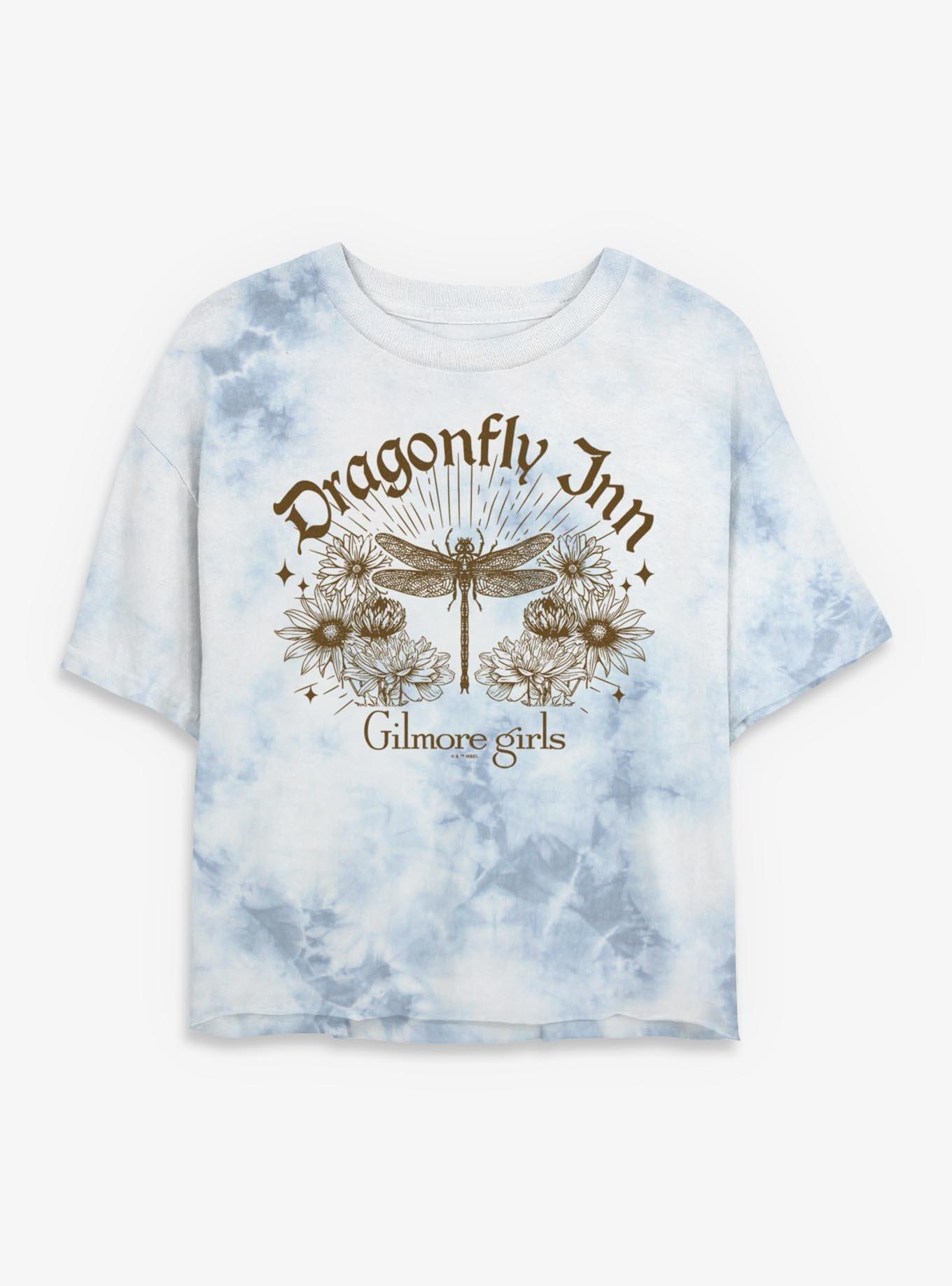 Gilmore Girls Dragonfly Inn Antique Womens Tie-Dye Crop T-Shirt, WHITEBLUE, hi-res