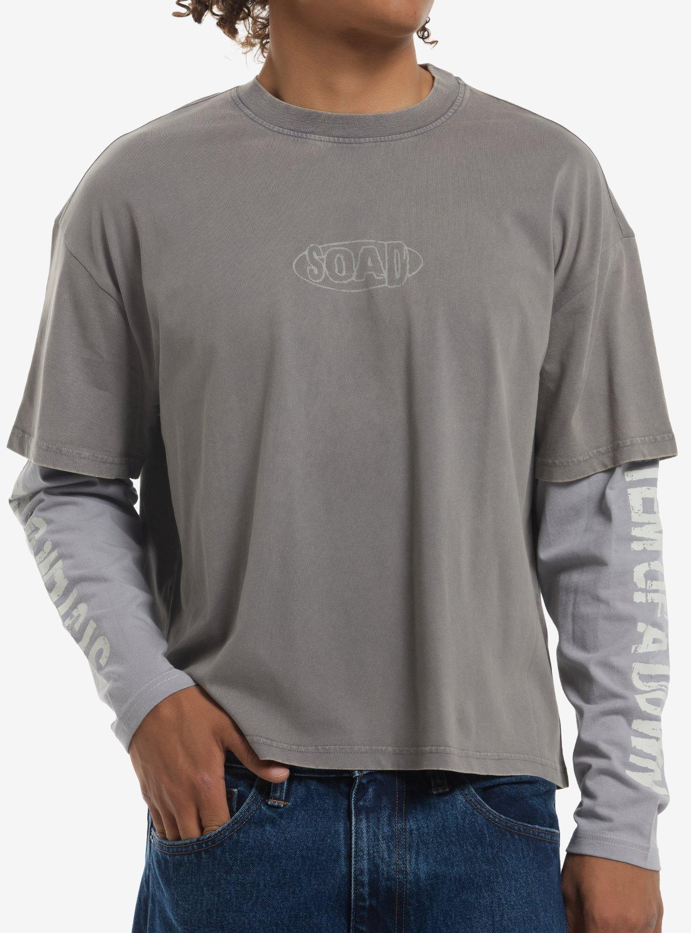 System Of A Down Grey Tonal Twofer Long-Sleeve T-Shirt, , hi-res
