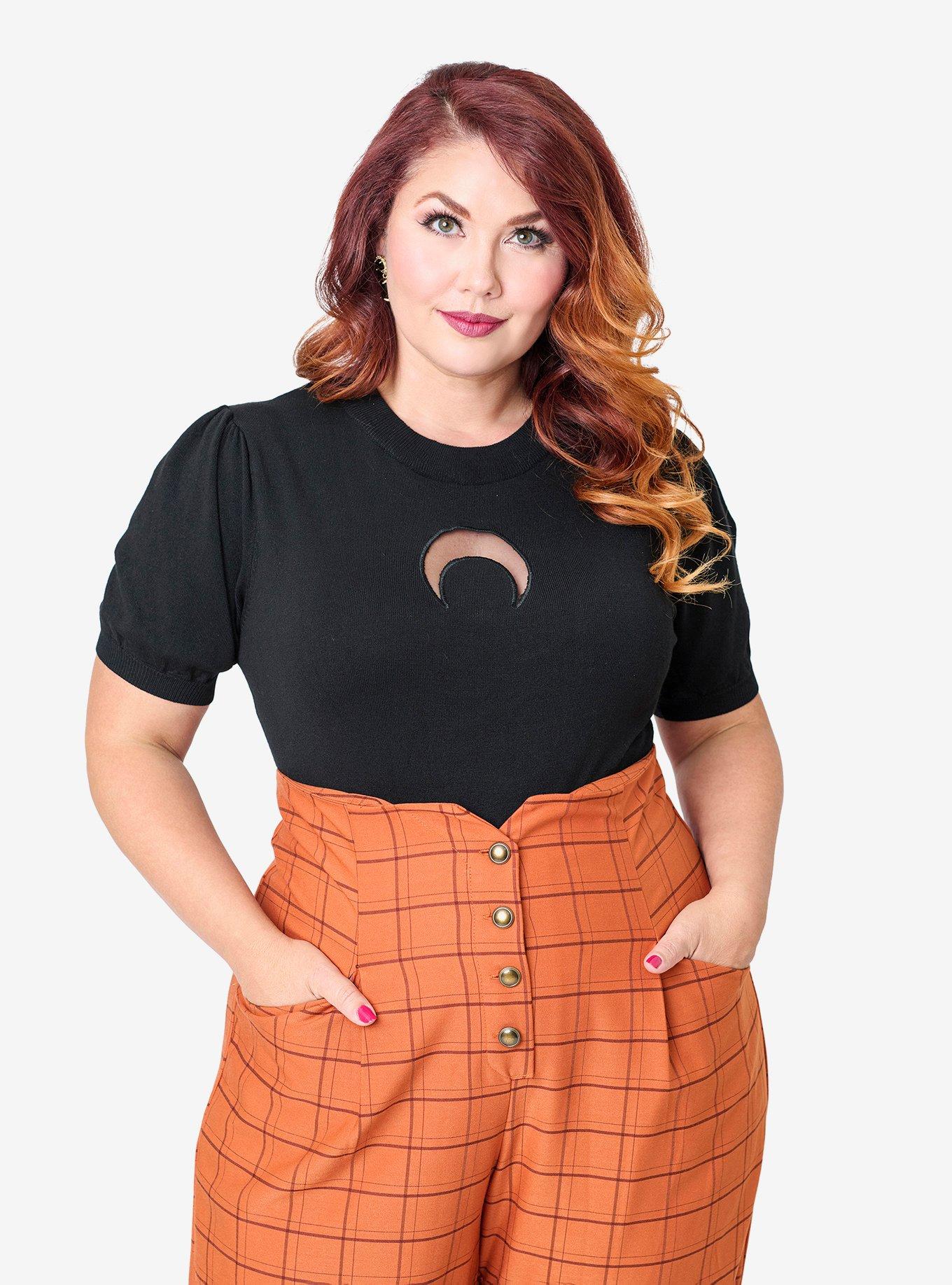 Smak Parlour Plus Size Black Moon Cutout Sweater, , hi-res