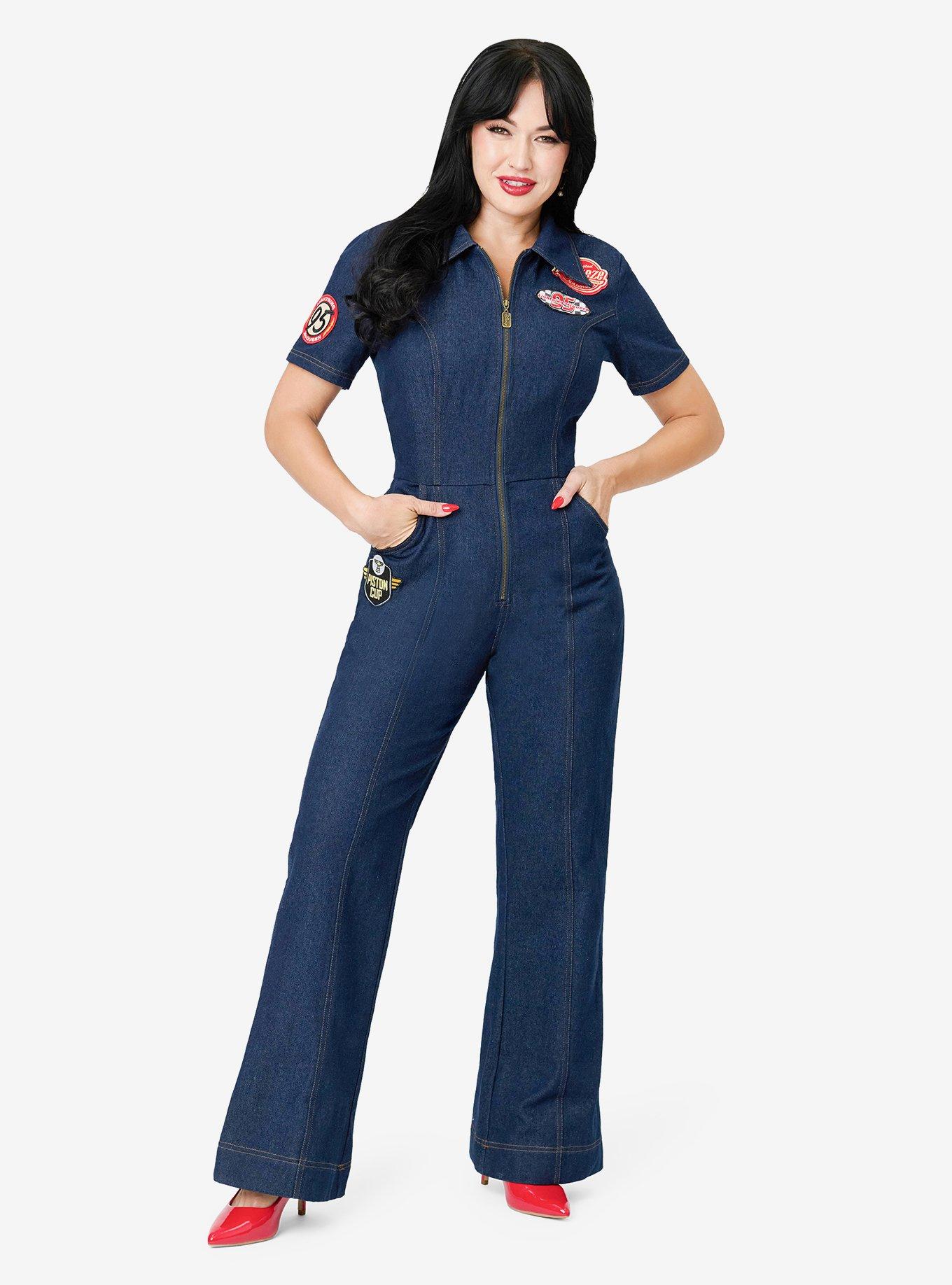 Disney Pixar Cars Collection by Unique Vintage Pit Crew Denim Jumpsuit