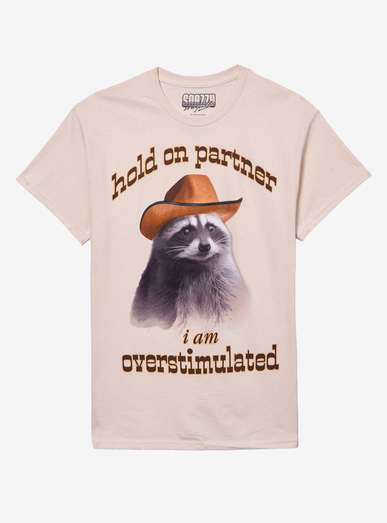 Overstimulated Raccoon Cowboy T-Shirt By Snazzy Seagull, , hi-res