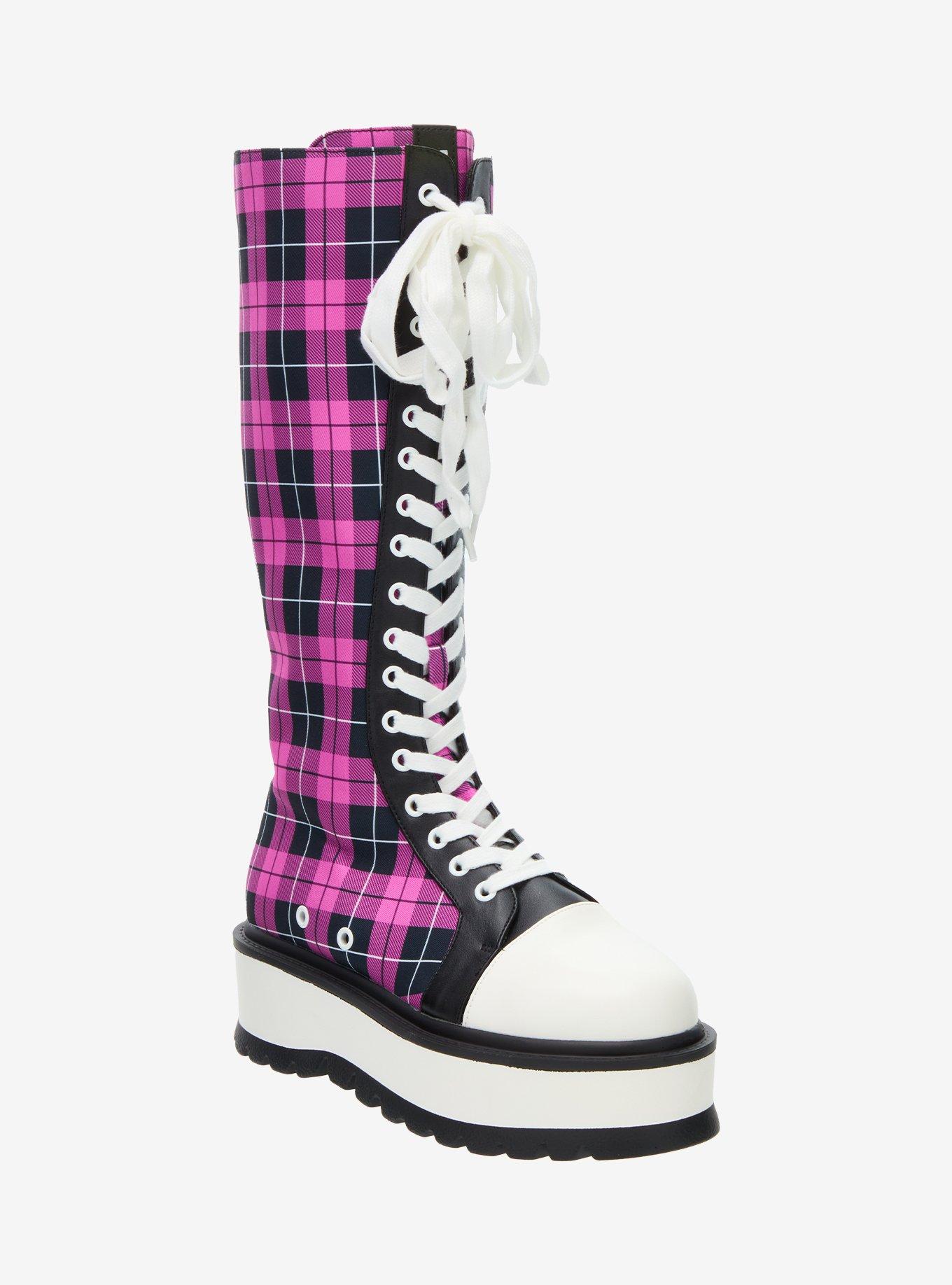 Koi Pink Plaid Irrelevant Platform Boots