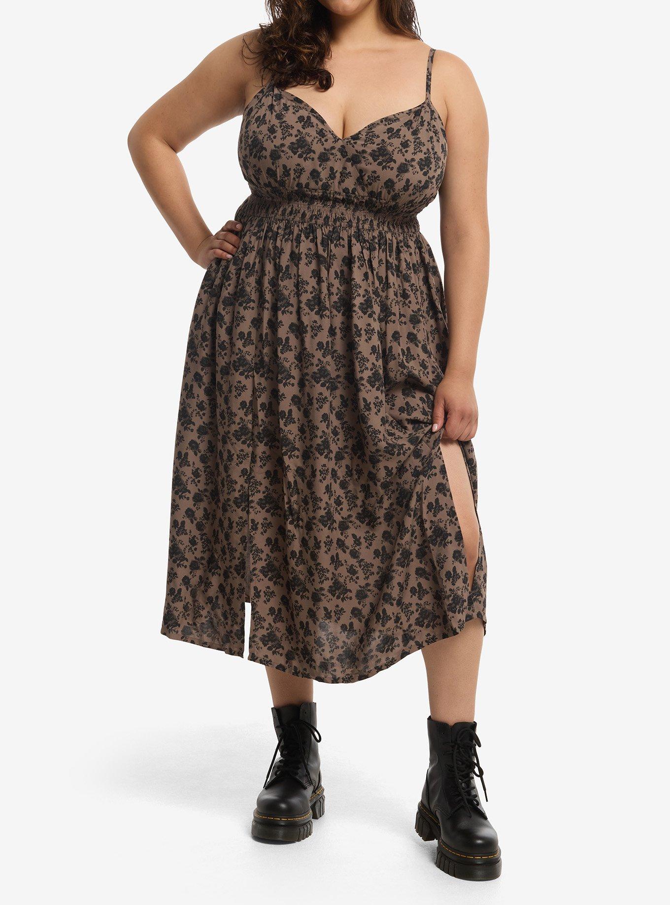 Thorn & Fable Roses Smocked Cami Midi Dress Plus Size, , hi-res