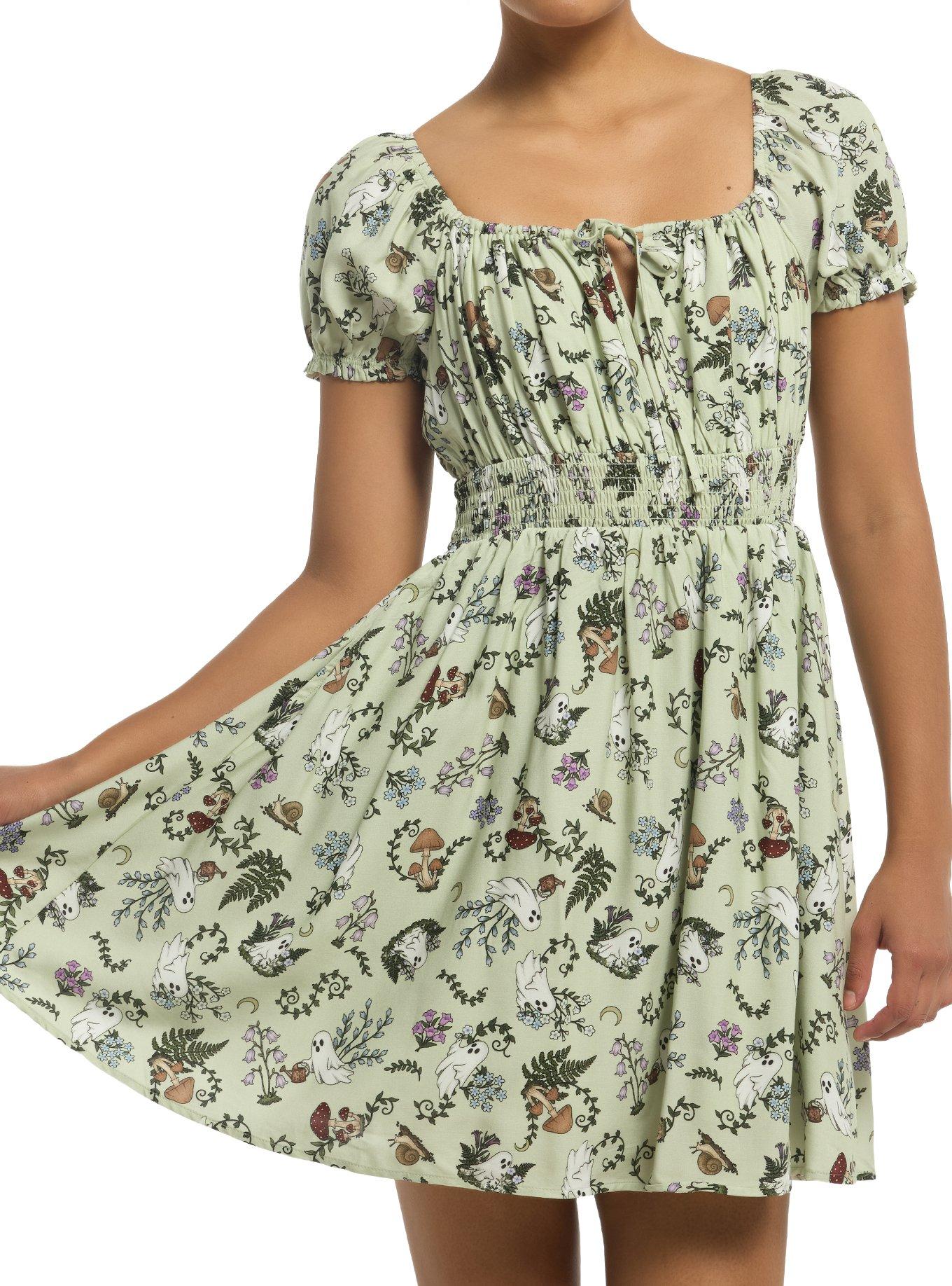 Thorn & Fable Ghost Plants Babydoll Dress, , hi-res