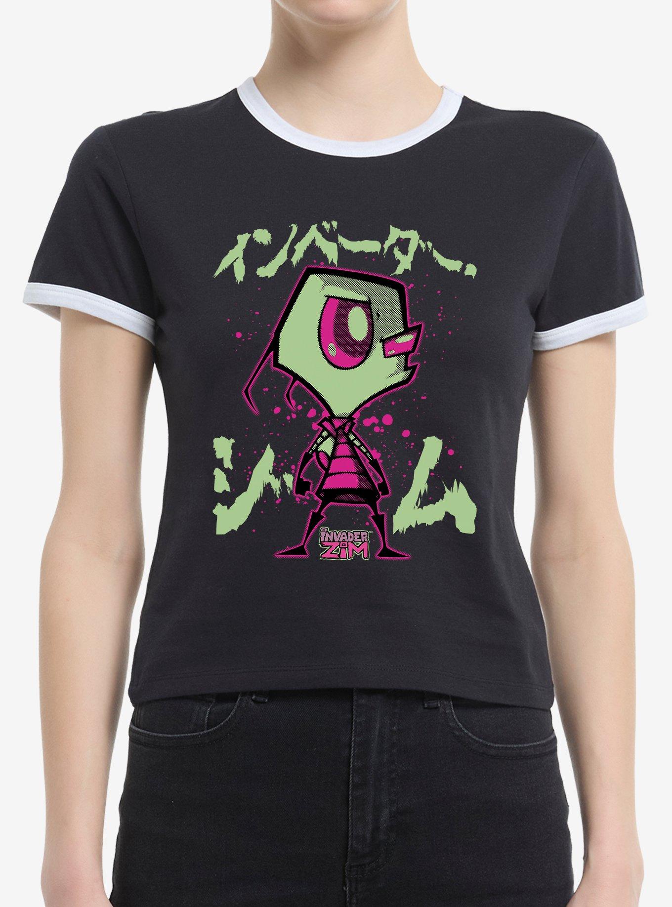 Invader Zim Pink Splatter Zim Ringer Womens T-Shirt, , hi-res