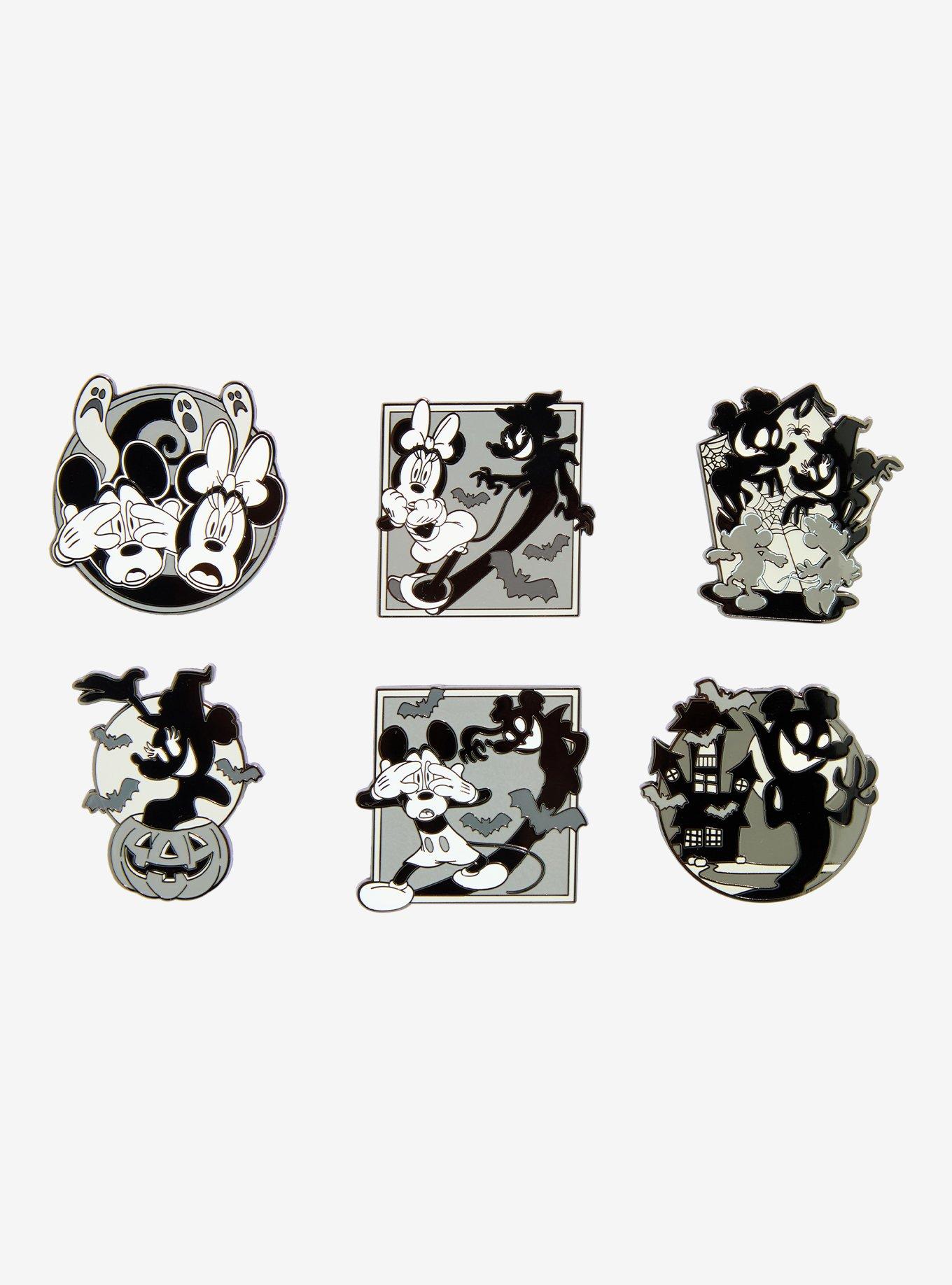 Loungefly Disney Mickey & Minnie Black & White Halloween Blind Box Enamel Pin, , hi-res