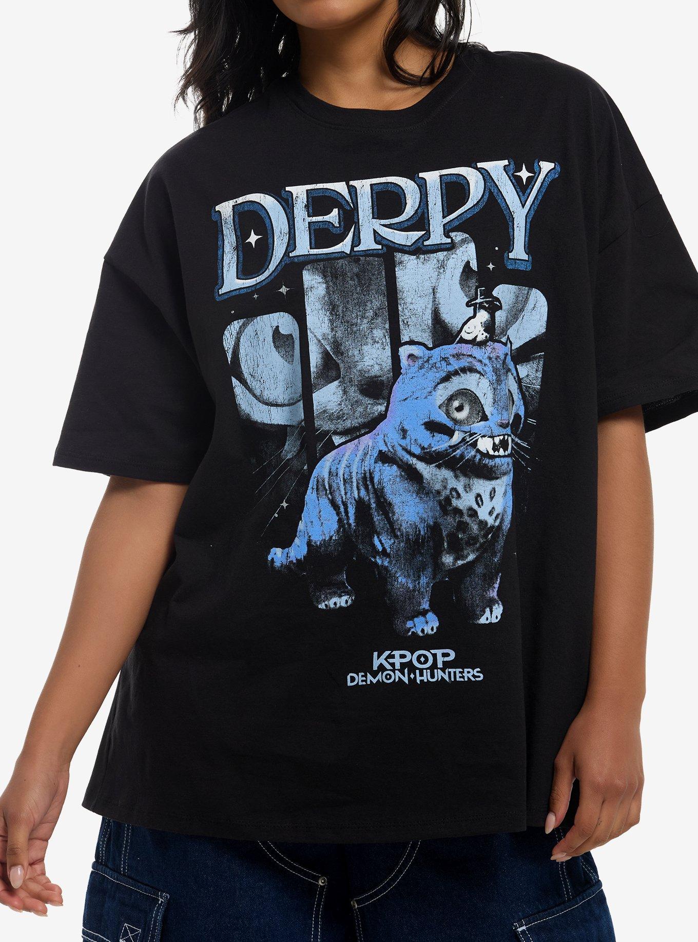 KPop Demon Hunters Derpy Tiger Destructed Girls Oversized T-Shirt, , hi-res