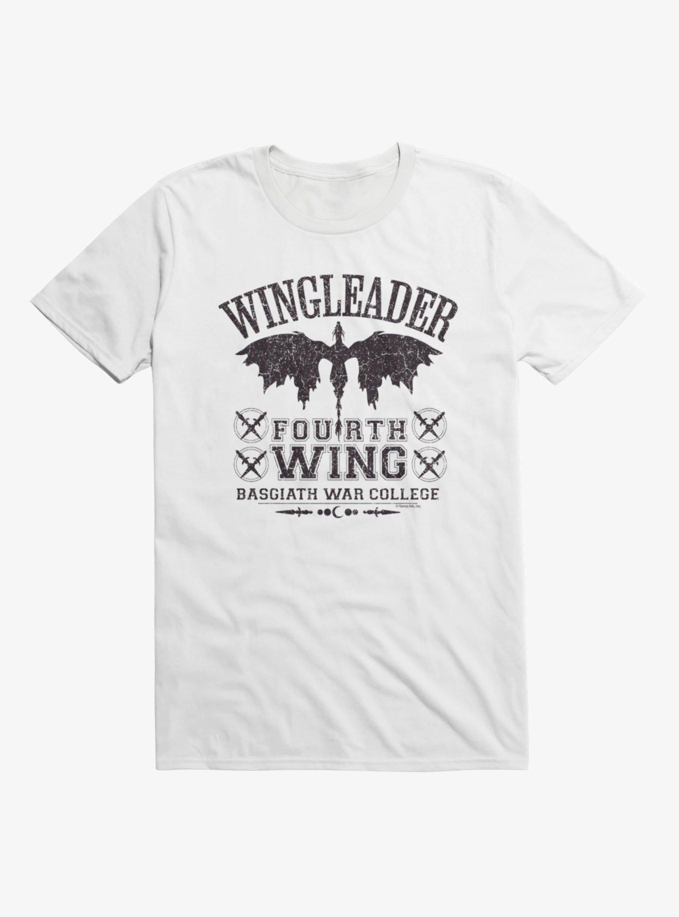 Fourth Wing The Empyrean Wingleader Basgiath War College T-Shirt, WHITE, hi-res