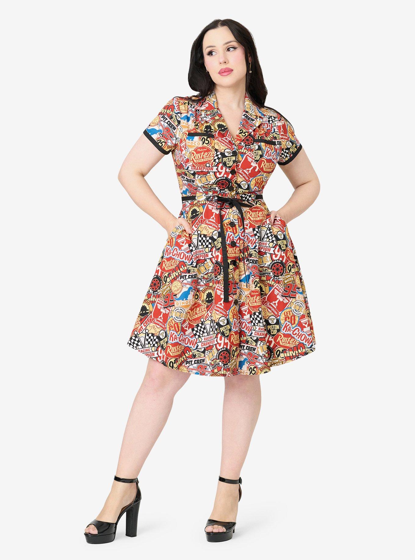 Disney Pixar Cars Collection by Smak Parlour Cars Patches Cotton Fit & Flare Dress, , hi-res