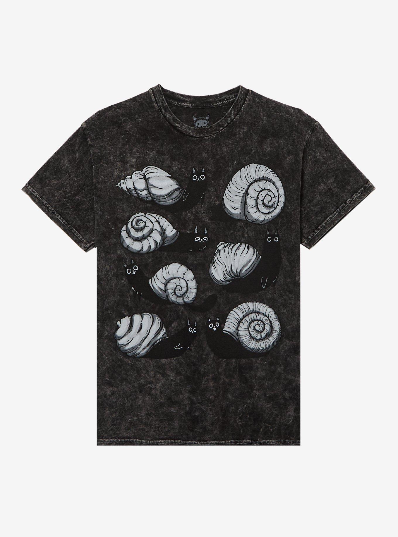 Black Cat Snails Dark Wash T-Shirt By Guild Of Calamity, , hi-res