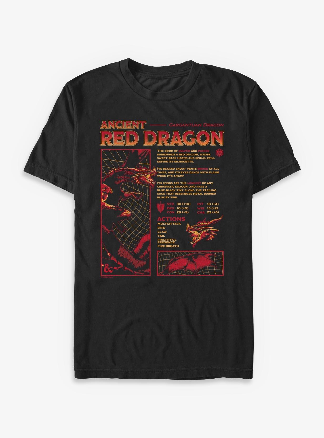 Dungeons & Dragons Ancient Red Dragon Stats T-Shirt, , hi-res