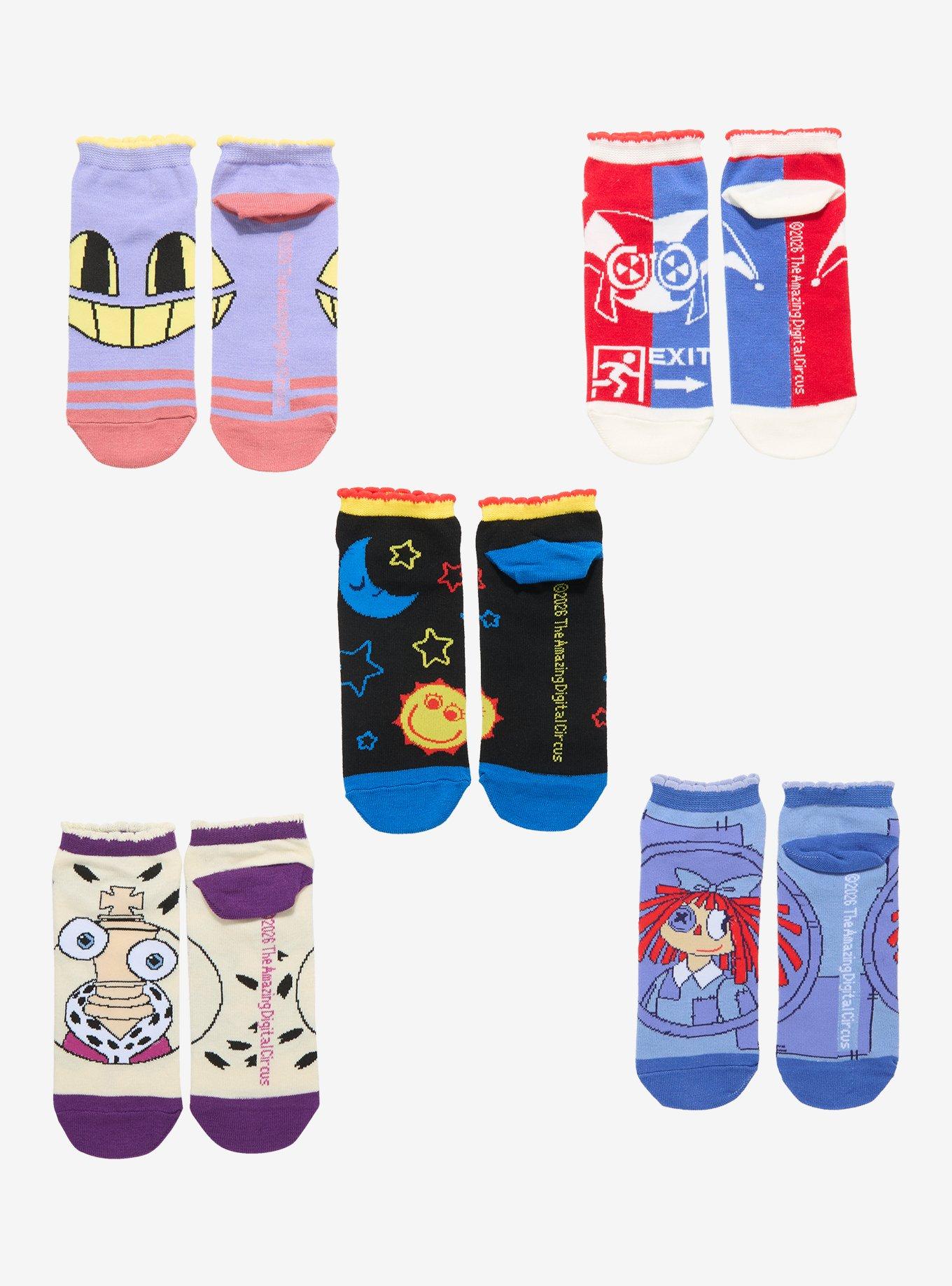 The Amazing Digital Circus Character No-Show Socks 5 Pair, , hi-res