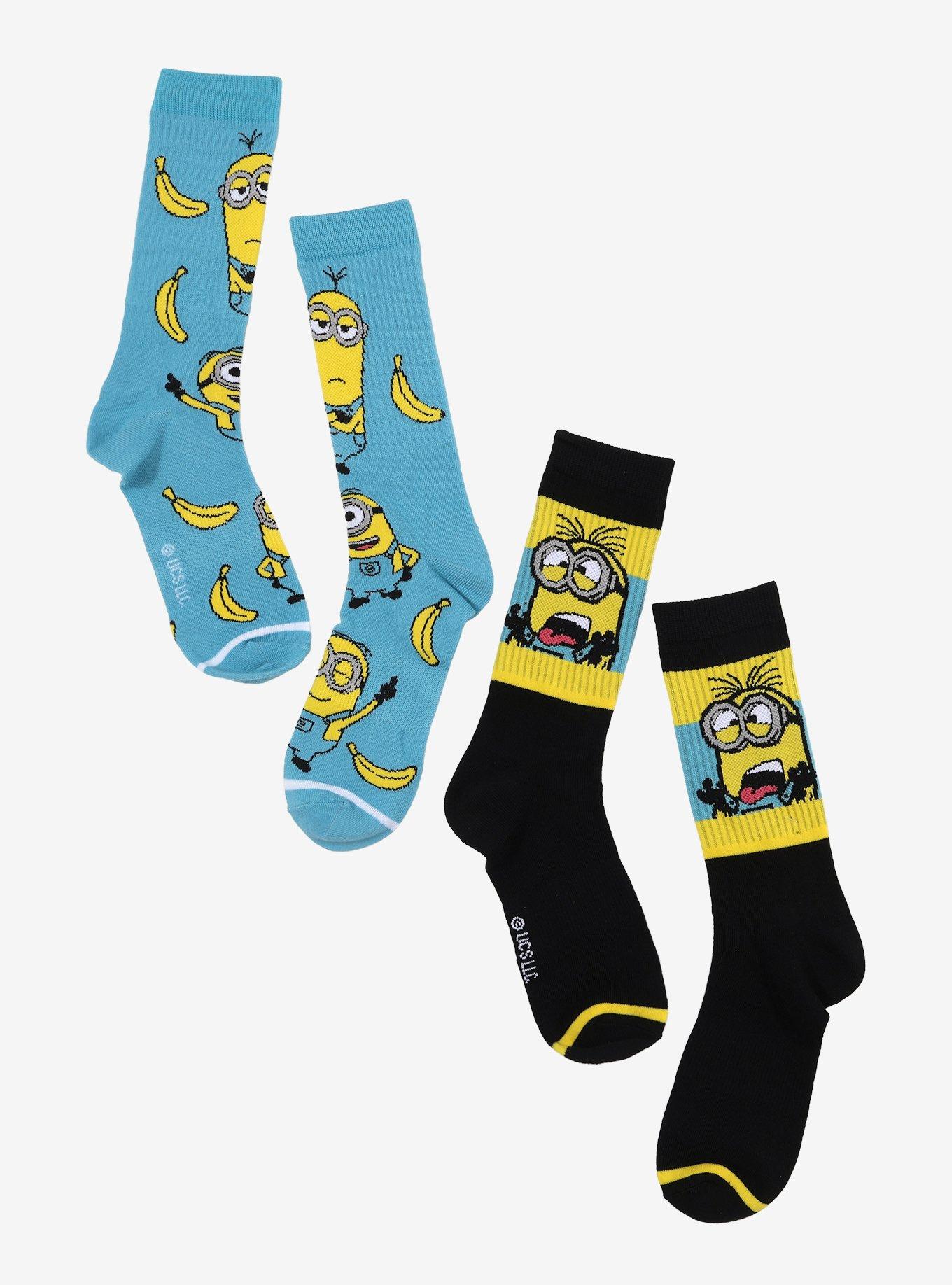 Minions Banana Varsity Crew Socks 2 Pair, , hi-res