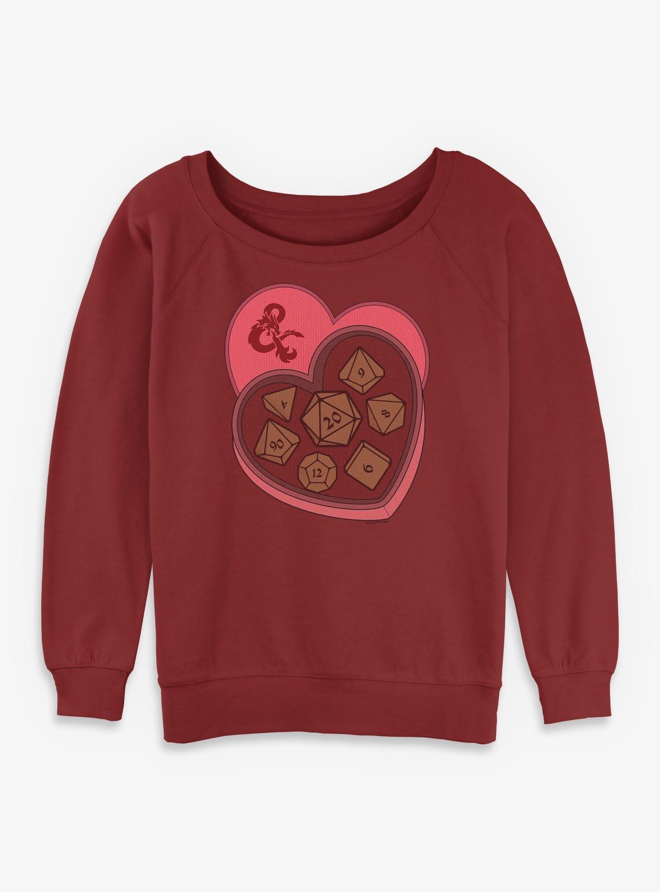 Dungeons & Dragons Dice Box Of Chocolate Girls Slouchy Sweatshirt