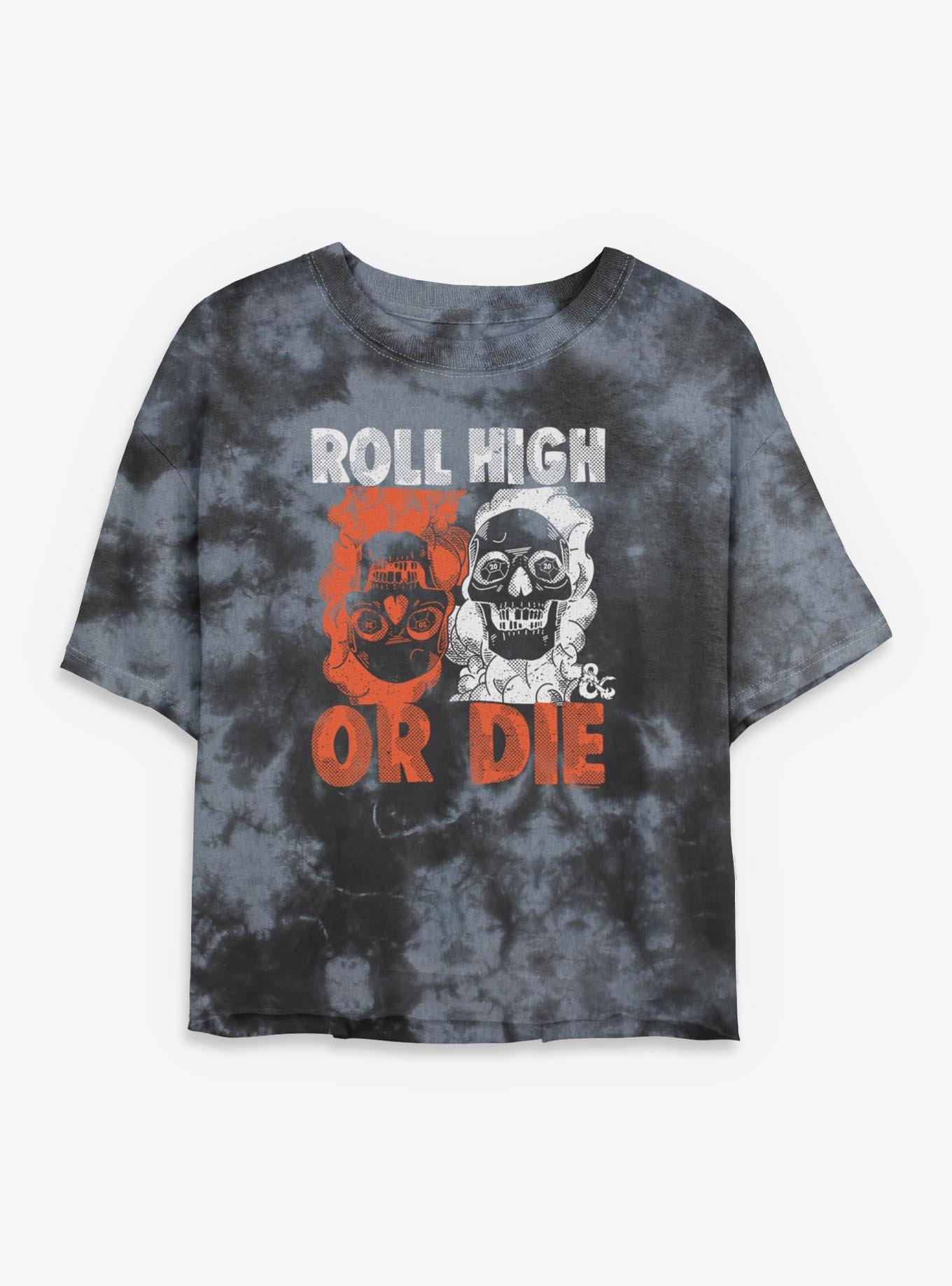 Dungeons & Dragons Roll High Or Die Girls Crop Tie-Dye T-Shirt