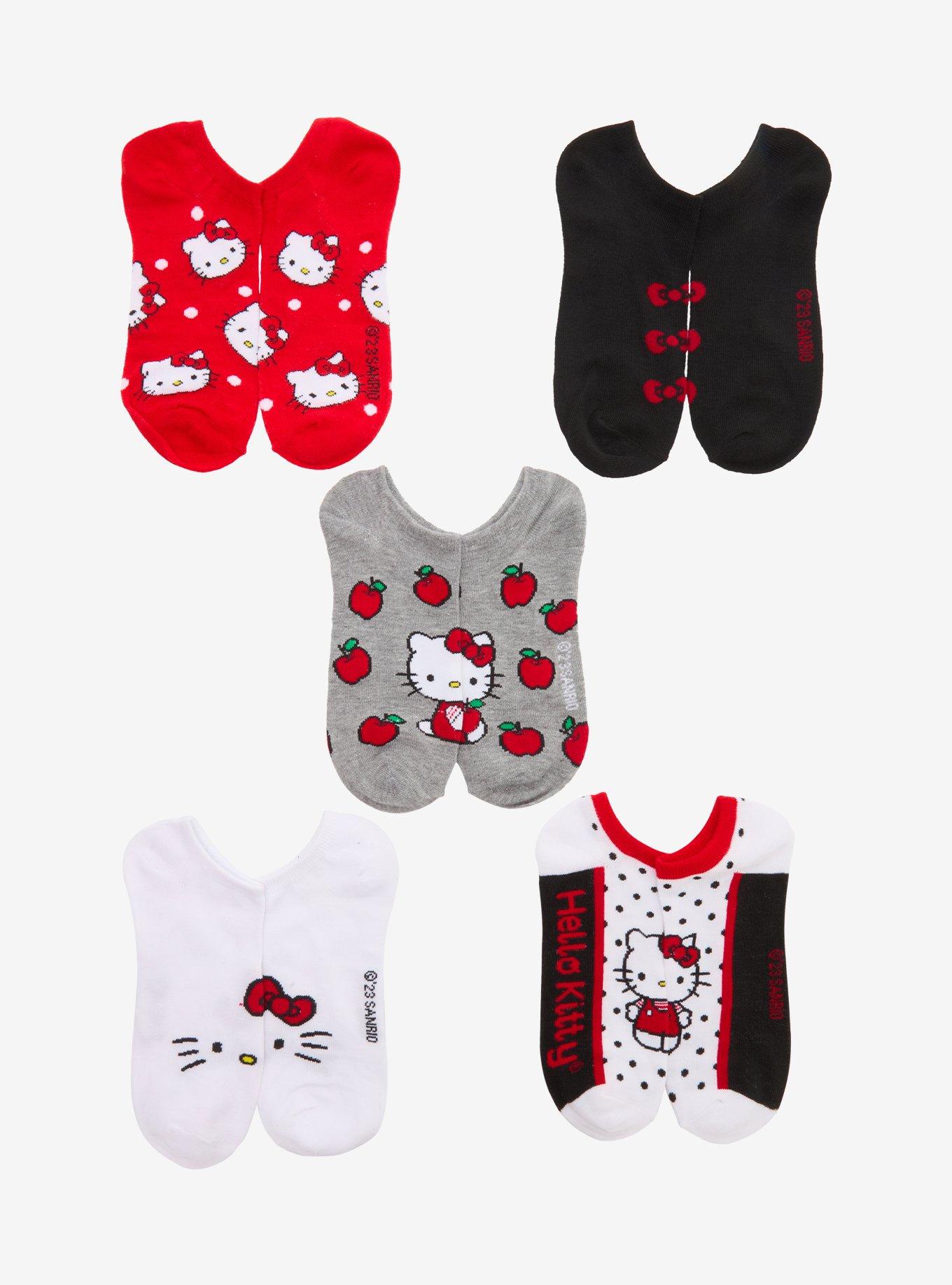 Hello Kitty Apple Polka Dot No-Show Socks 5 Pair, , hi-res
