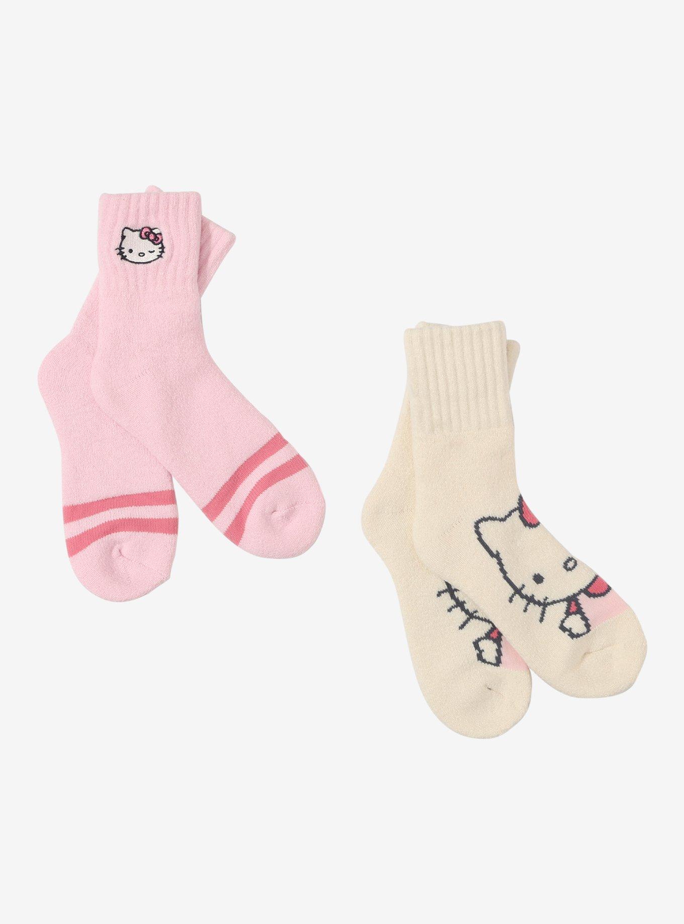 Hello Kitty Pink & Cream Crew Socks 2 Pair, , hi-res