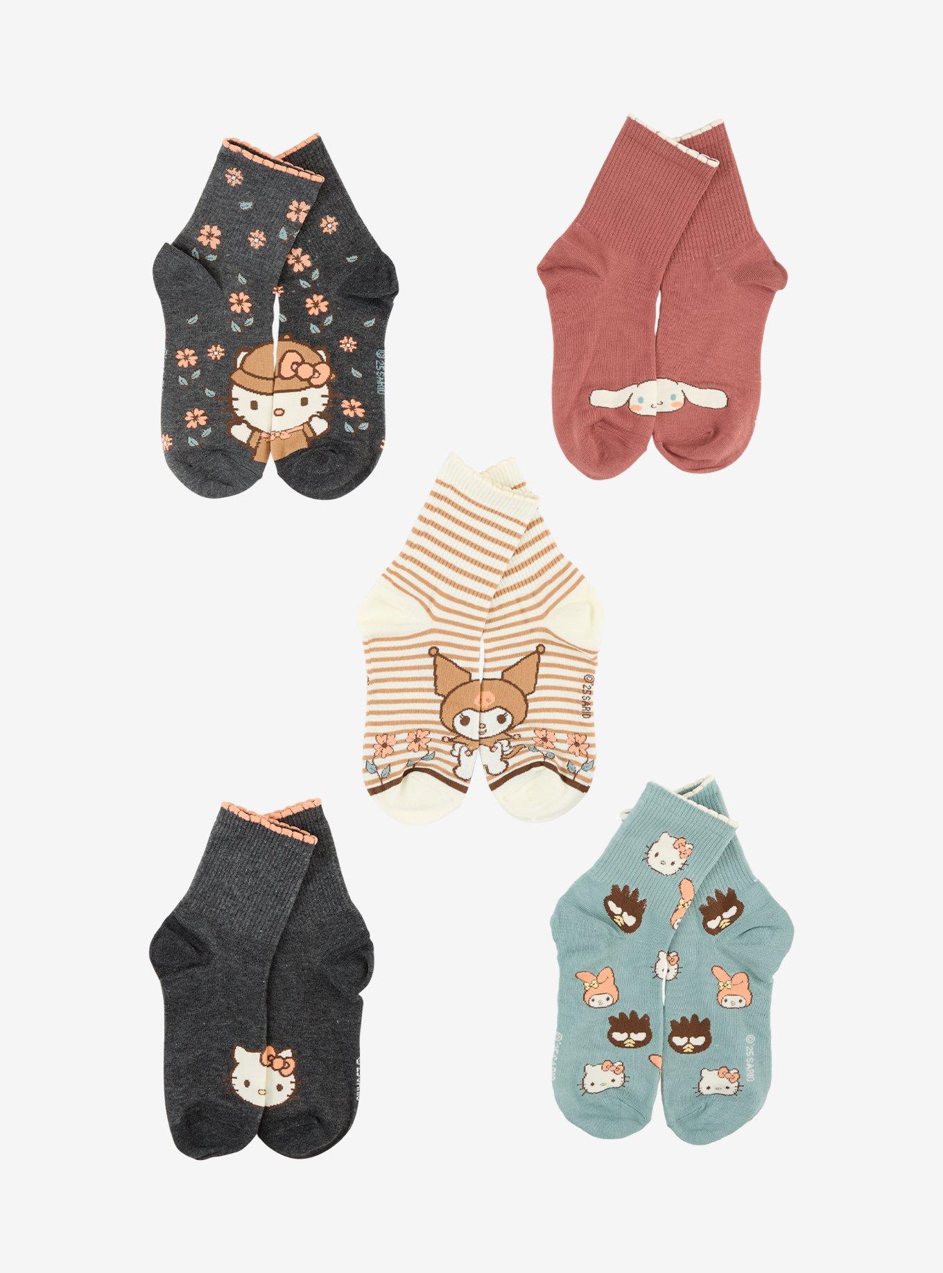 Hello Kitty And Friends Flower Scallop Trim Crew Socks 5 Pair, , hi-res