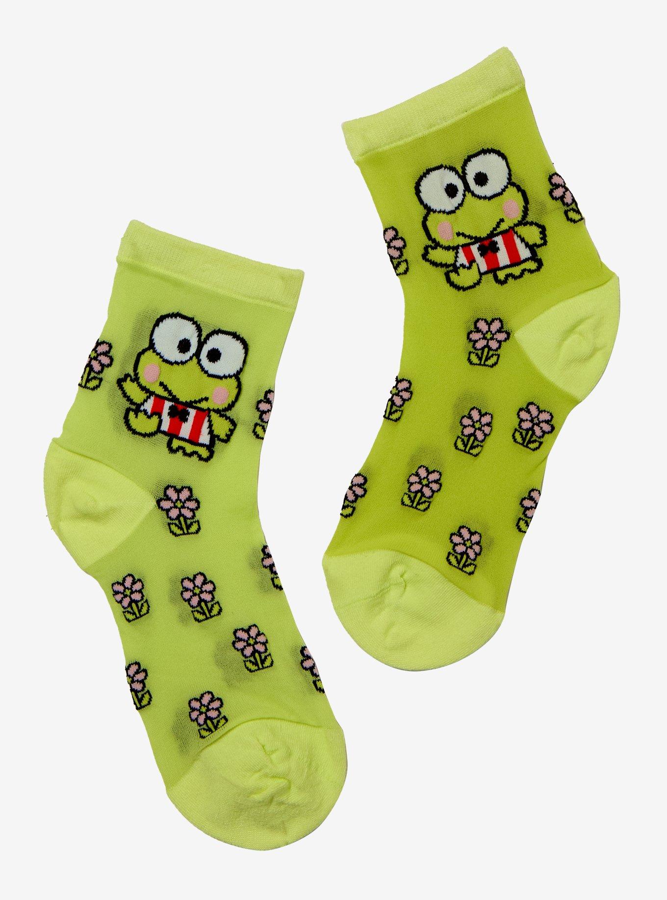 Keroppi Floral Mesh Ankle Socks, , hi-res