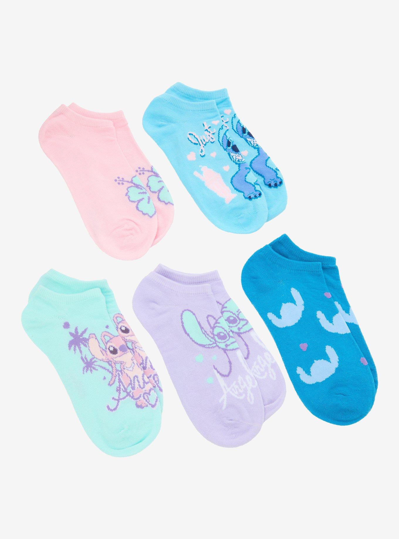 Disney Stitch & Angel No-Show Socks 5 Pair, , hi-res