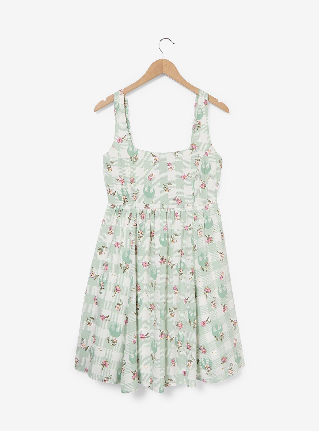 Star Wars Rebel Floral Gingham Tank Dress - BoxLunch Exclusive, , hi-res