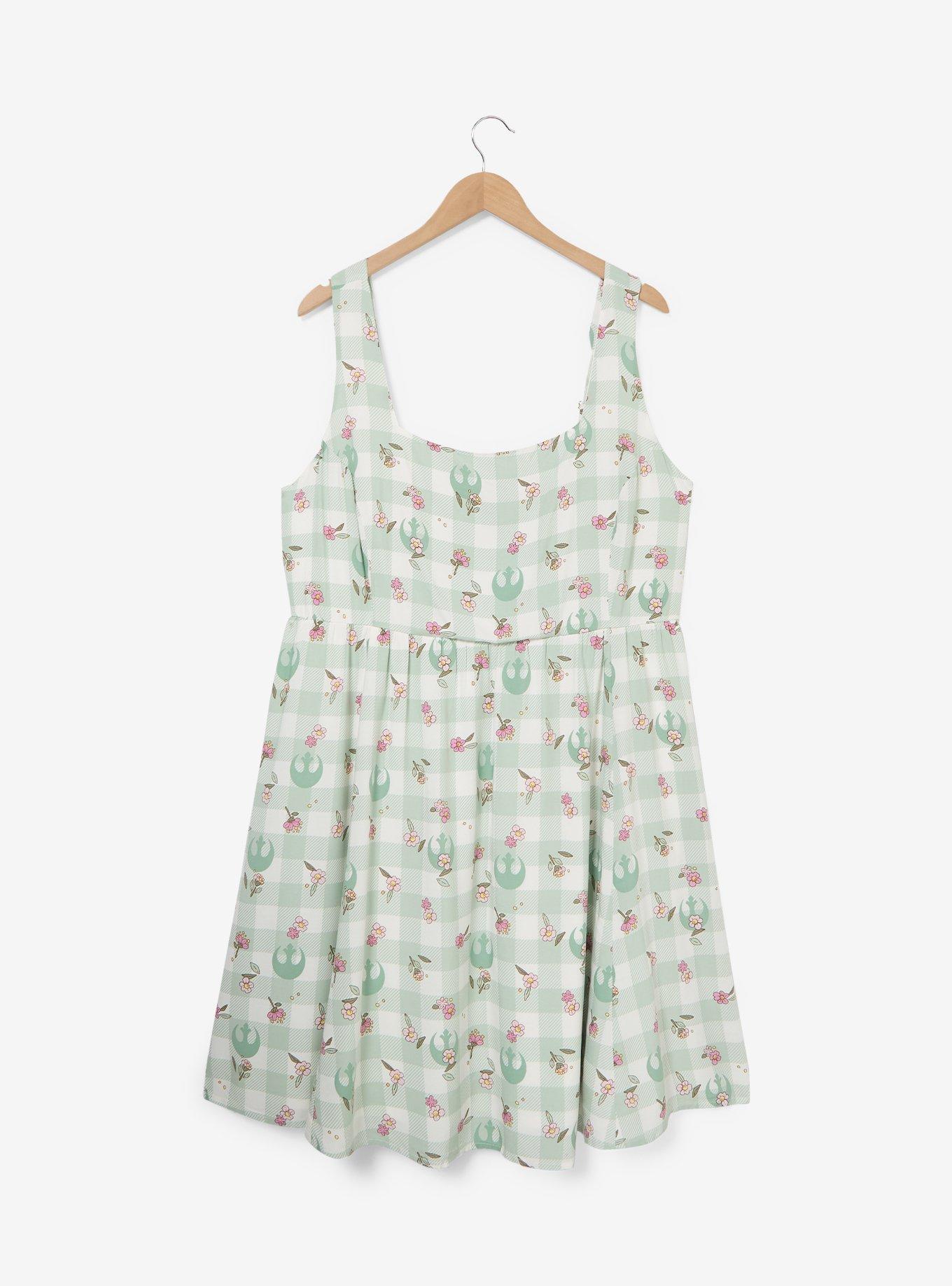 Star Wars Rebel Floral Gingham Plus Size Tank Dress - BoxLunch Exclusive, , hi-res
