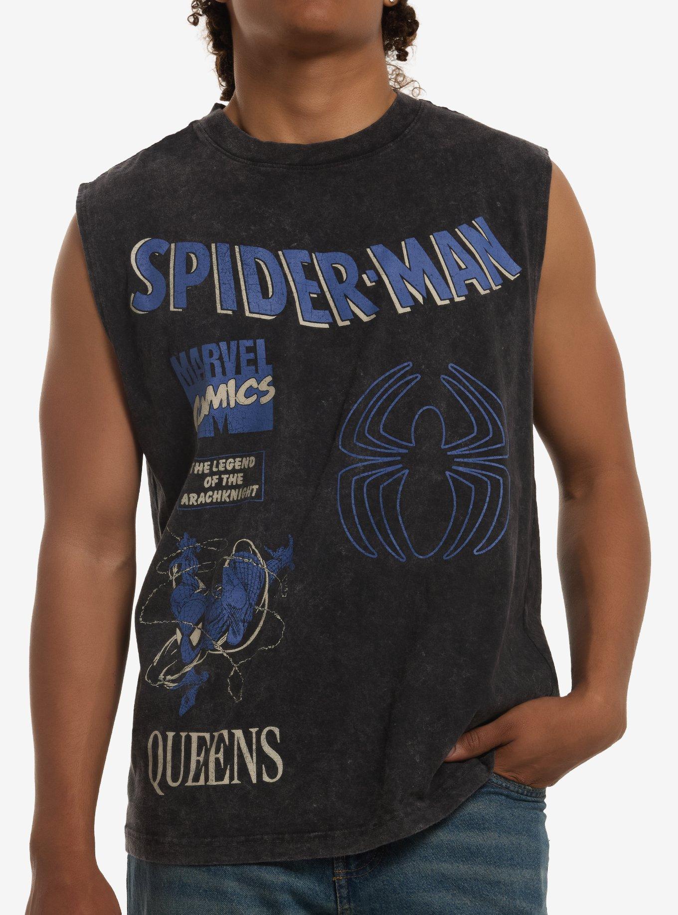 Marvel Spider-Man Comic Mineral Wash Muscle Tank Top, , hi-res