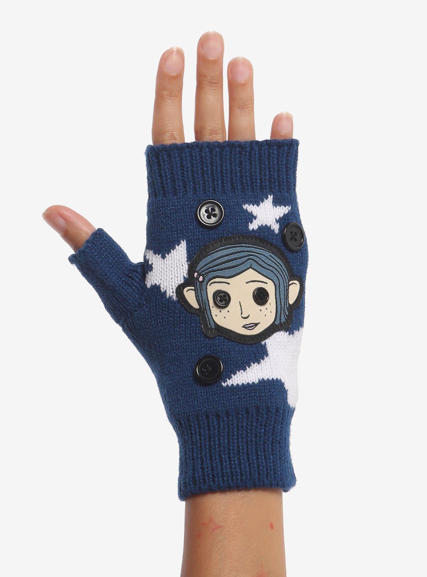 Coraline Button & Star Fingerless Gloves, , hi-res