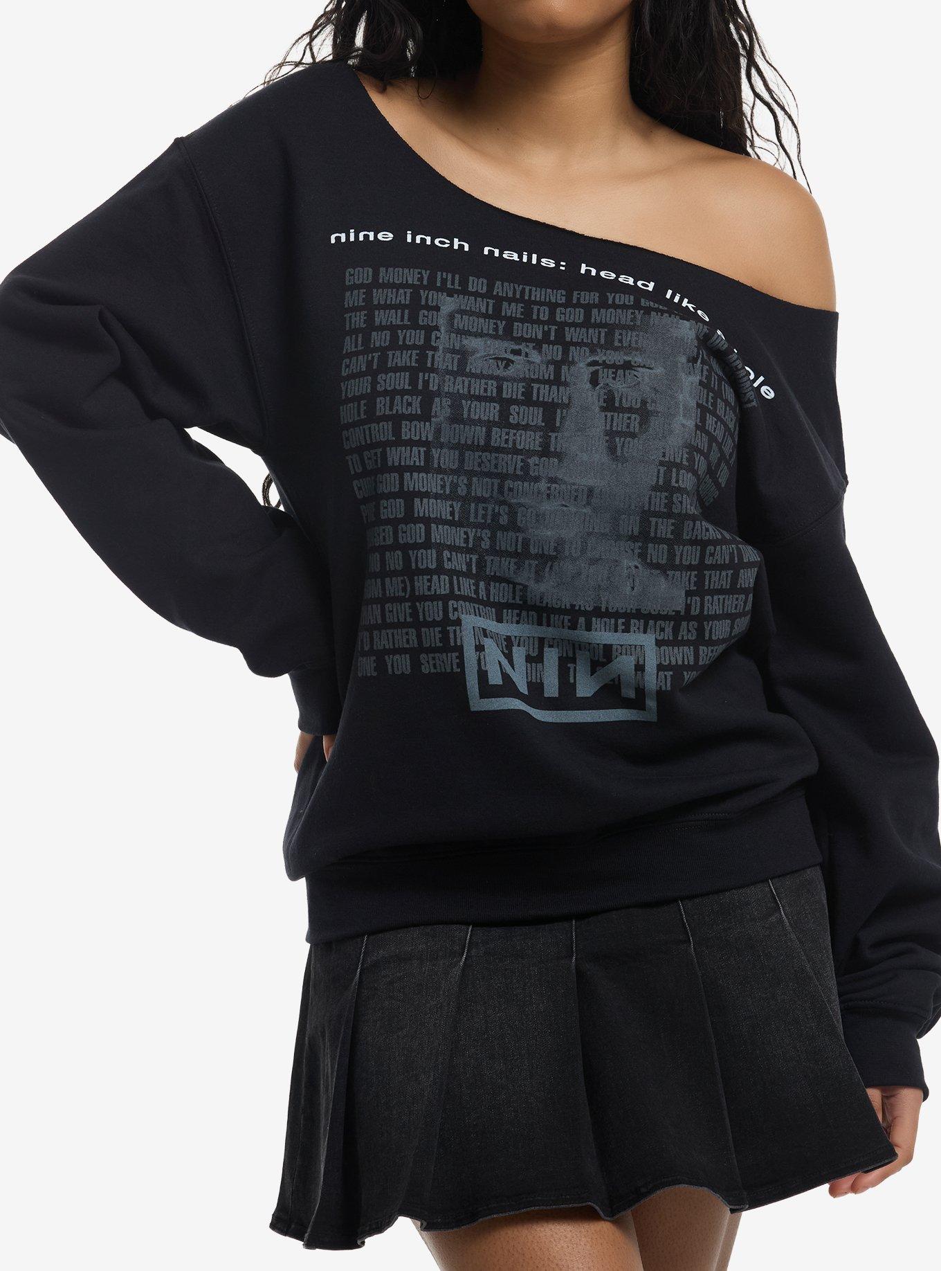 Nine Inch Nails Head Like A Hole Girls Off-Shoulder Sweatshirt, , hi-res