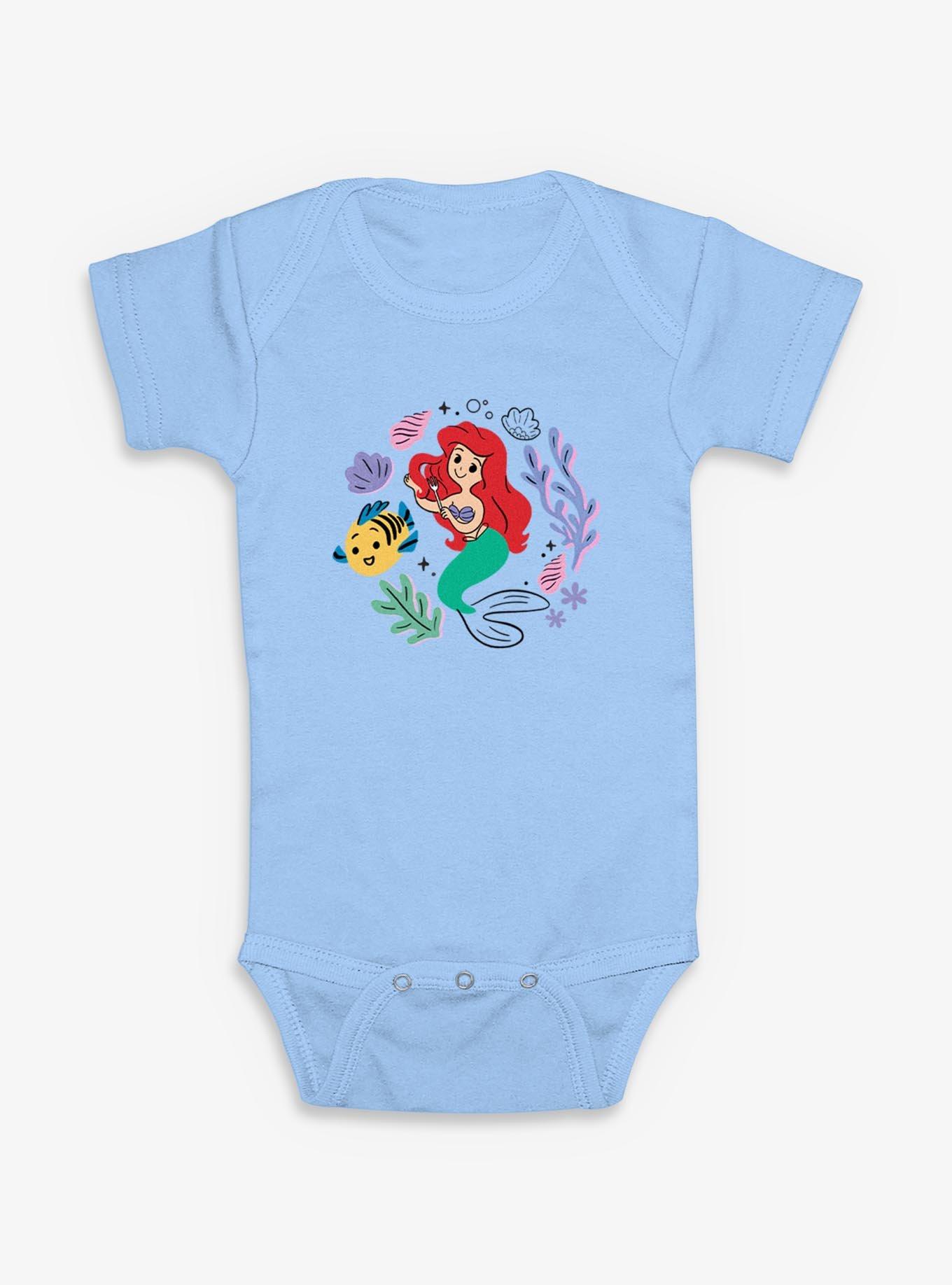 Disney The Little Mermaid Ariel And Flounder Doodle  Infant Bodysuit, , hi-res