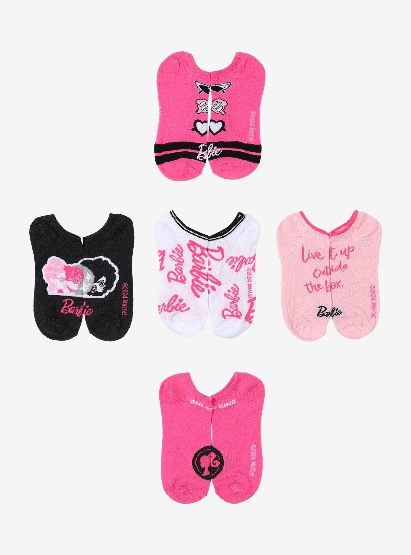 Barbie Pink & Black No-Show Socks 5 Pair, , hi-res